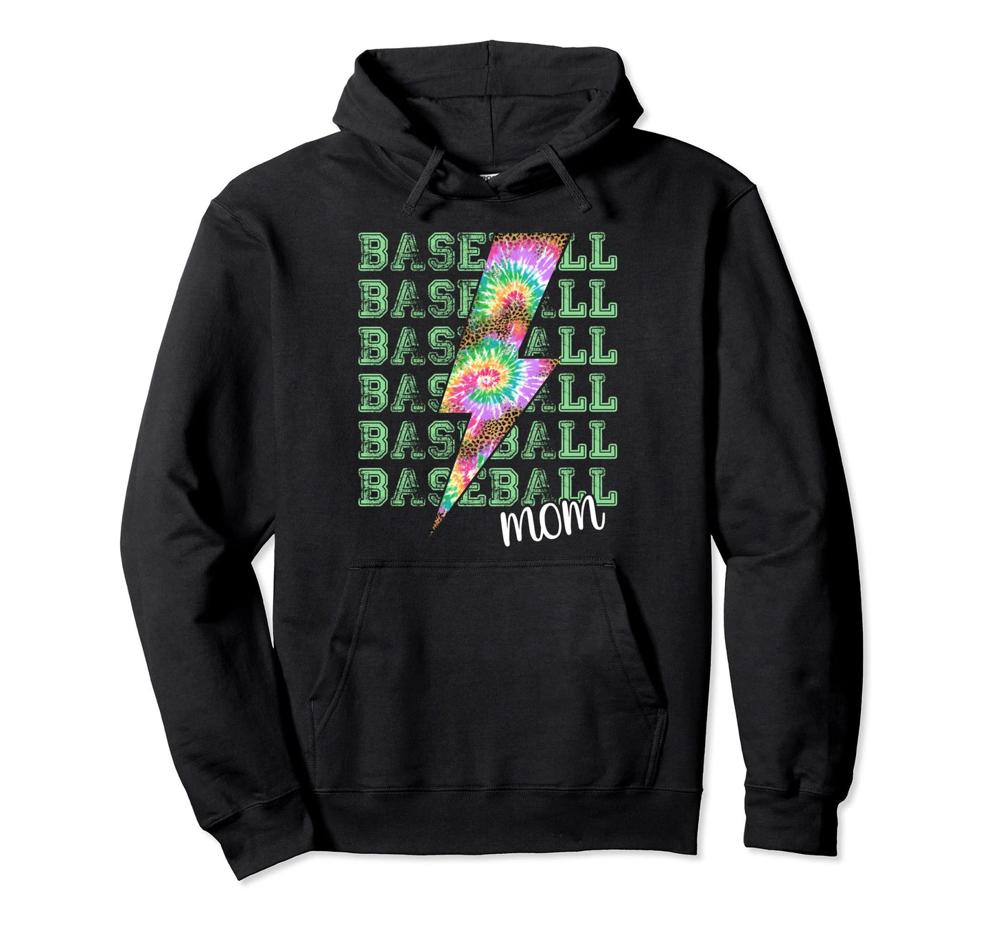 Baseball Mom Tie Dye Leopard Lightning Hoodie - Fun Novelty Design Unisex - T-Shirt, Sweatshirt, Hoodie