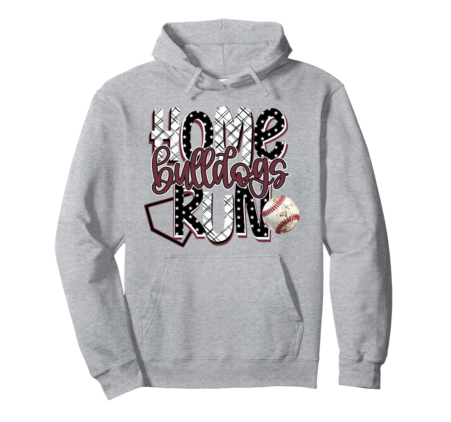 Home Run Bulldogs Baseball Game Day Hoodie - Minimalist Print for Adults - T-Shirt, Sweatshirt, Hoodie