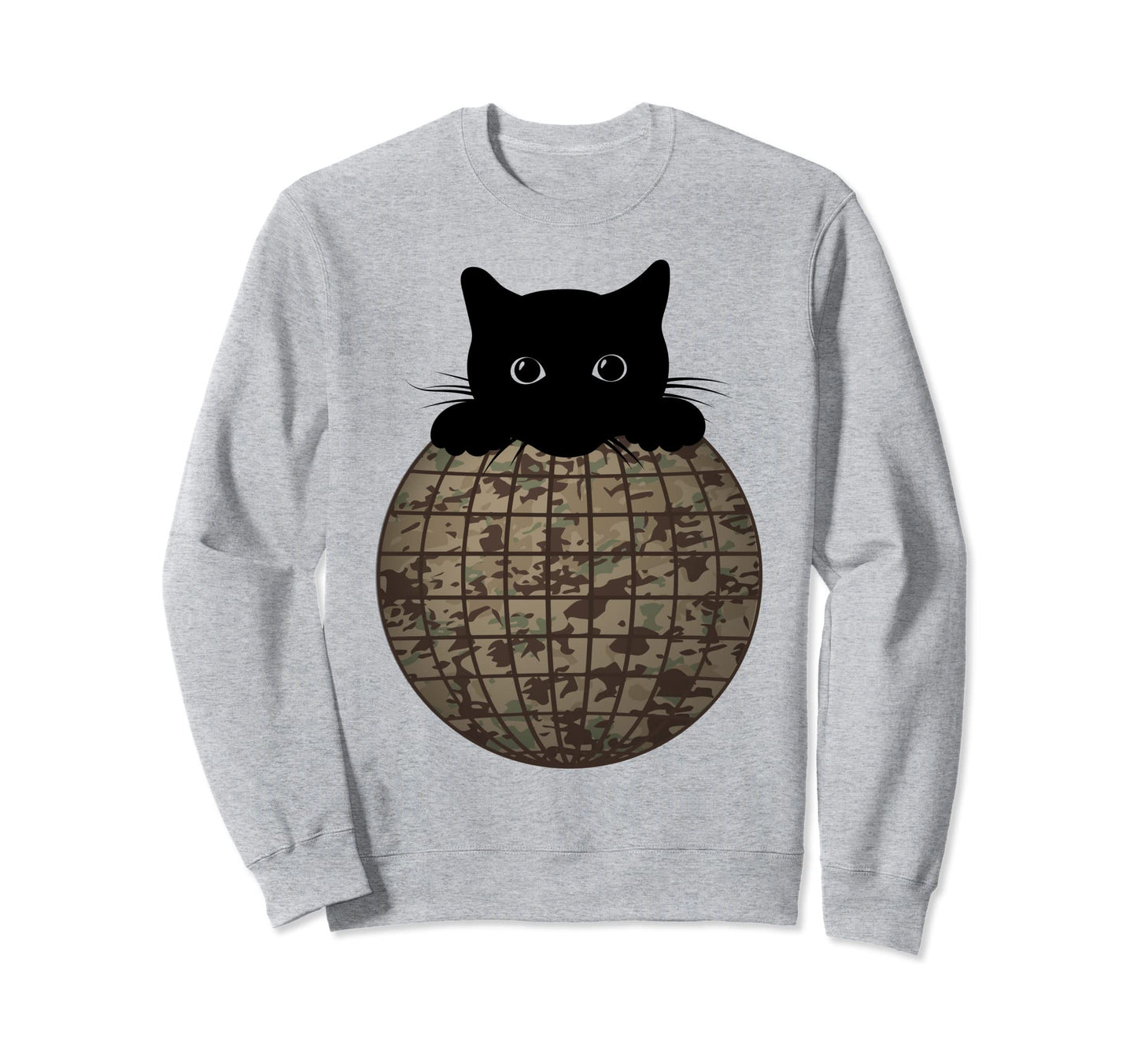 Aesthetic Disco Ball Camo Black Cat Sweatshirt - Graphic Print Unisex - T-Shirt, Sweatshirt, Hoodie