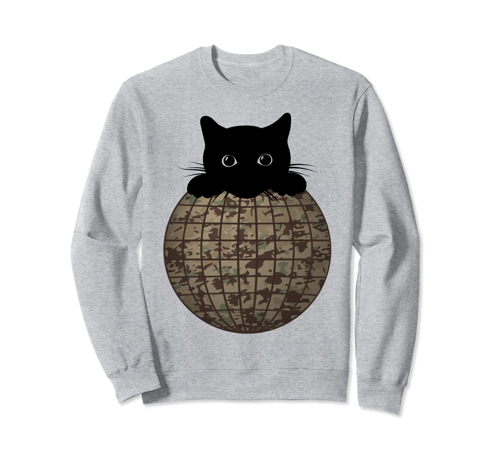 Aesthetic Disco Ball Camo Black Cat Sweatshirt - Graphic Print Unisex - T-Shirt, Sweatshirt, Hoodie