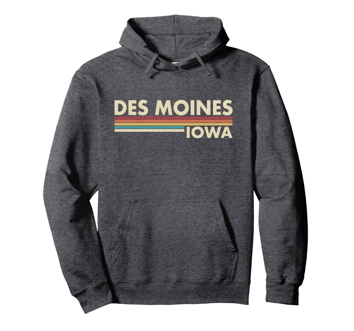 Des Moines Iowa Stripes Hoodie - Trendy Graphic Unisex - T-Shirt, Sweatshirt, Hoodie