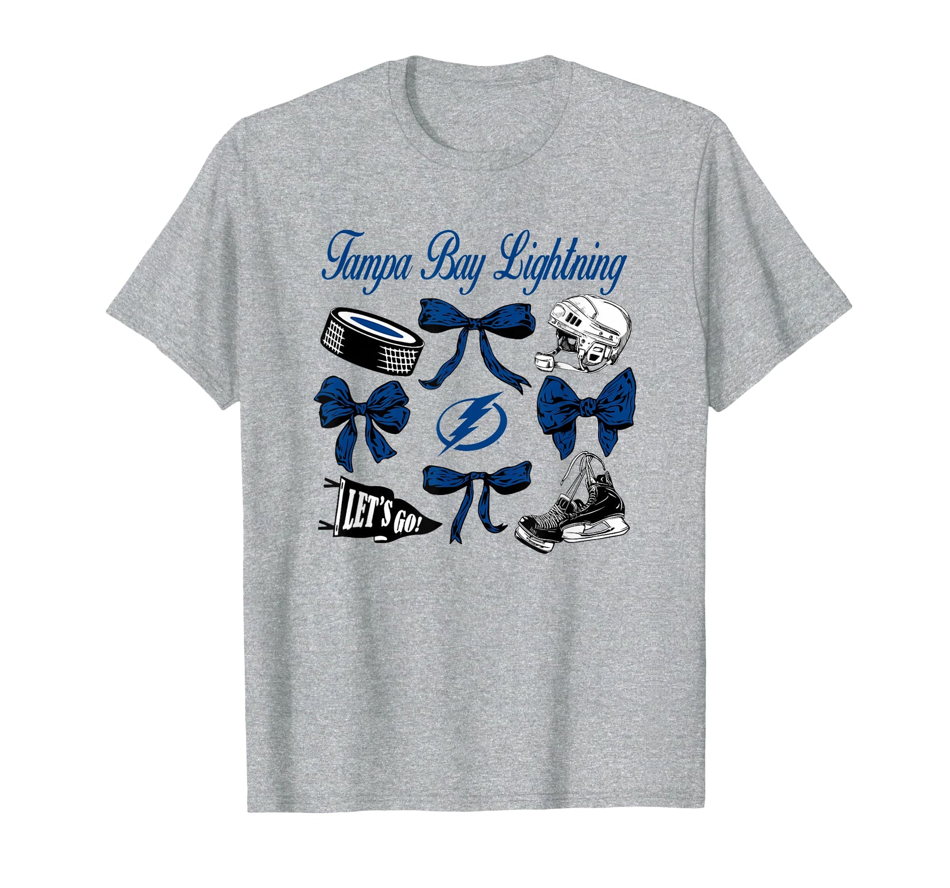 Tampa Bay Lightning Bows Gray Nhl T-Shirt - Minimalist Print for Adults - T-Shirt, Sweatshirt, Hoodie