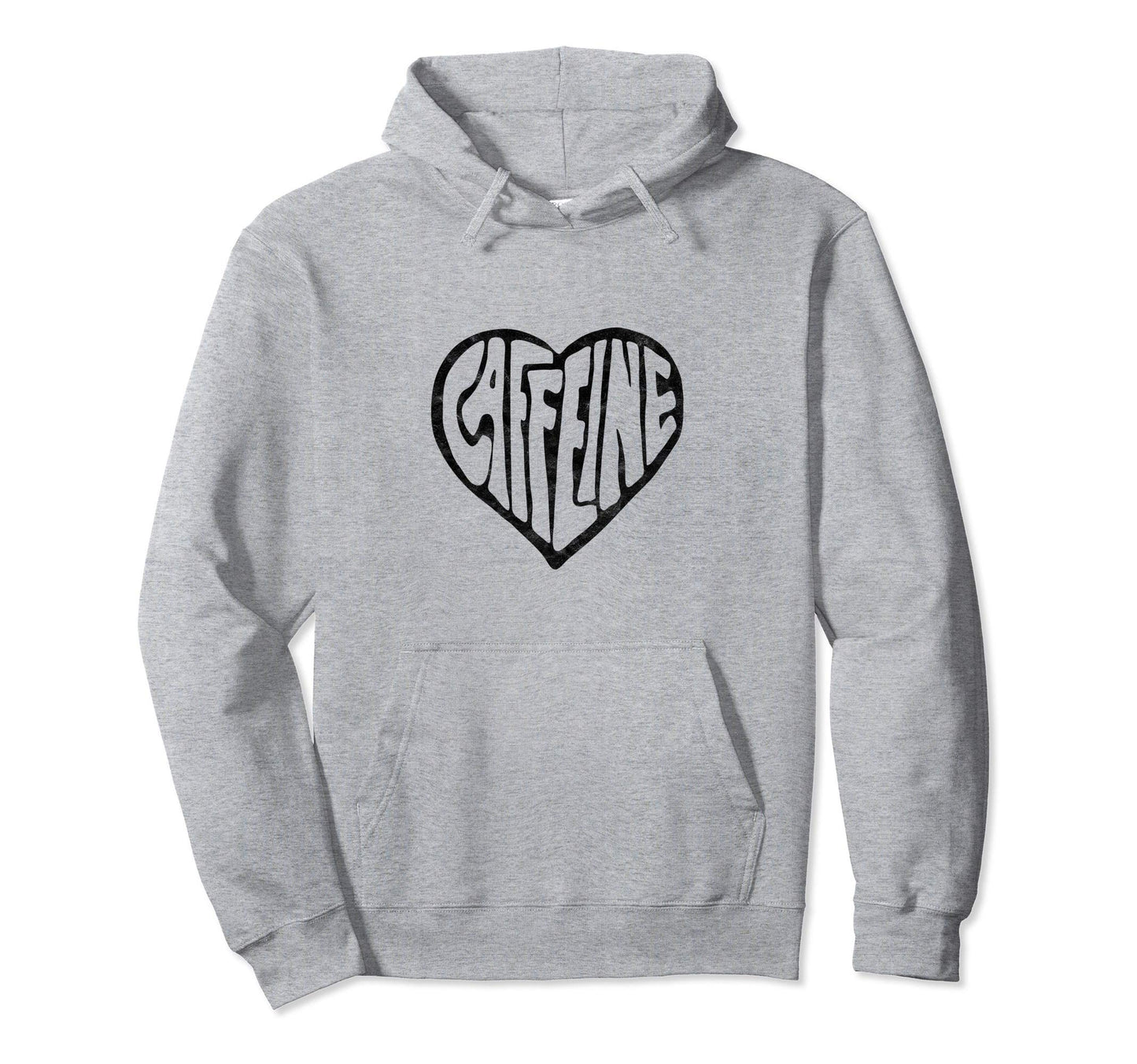 Caffeine Love Heart Typography Coffee Hoodie - Unique Graphic for Adults - T-Shirt, Sweatshirt, Hoodie