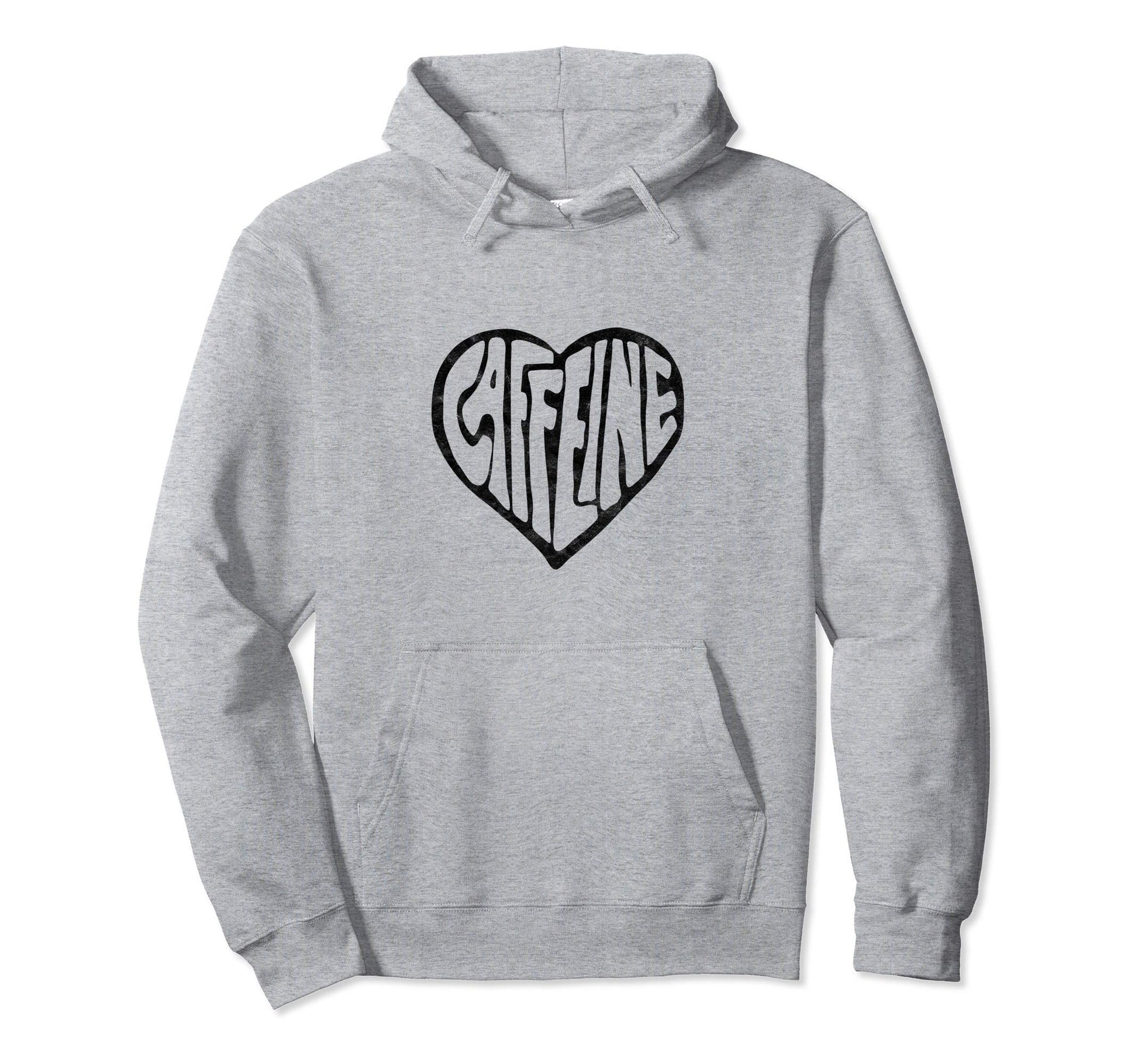 Caffeine Love Heart Typography Coffee Hoodie - Unique Graphic for Adults - T-Shirt, Sweatshirt, Hoodie