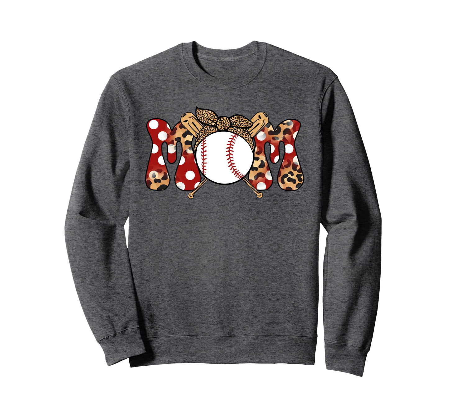 Baseball Mom Red Cheetah Leopard Sweatshirt - Trendy Graphic Unisex - T-Shirt, Sweatshirt, Hoodie