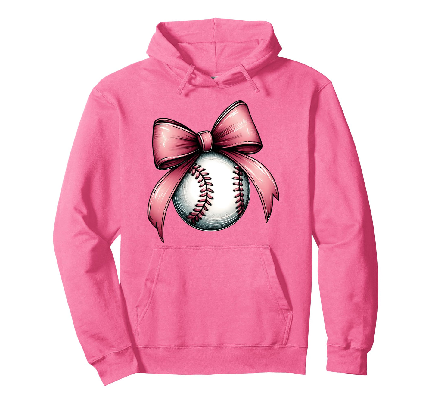 Coquette Bow Baseball Player Team Hoodie - Minimalist Print for Adults - T-Shirt, Sweatshirt, Hoodie