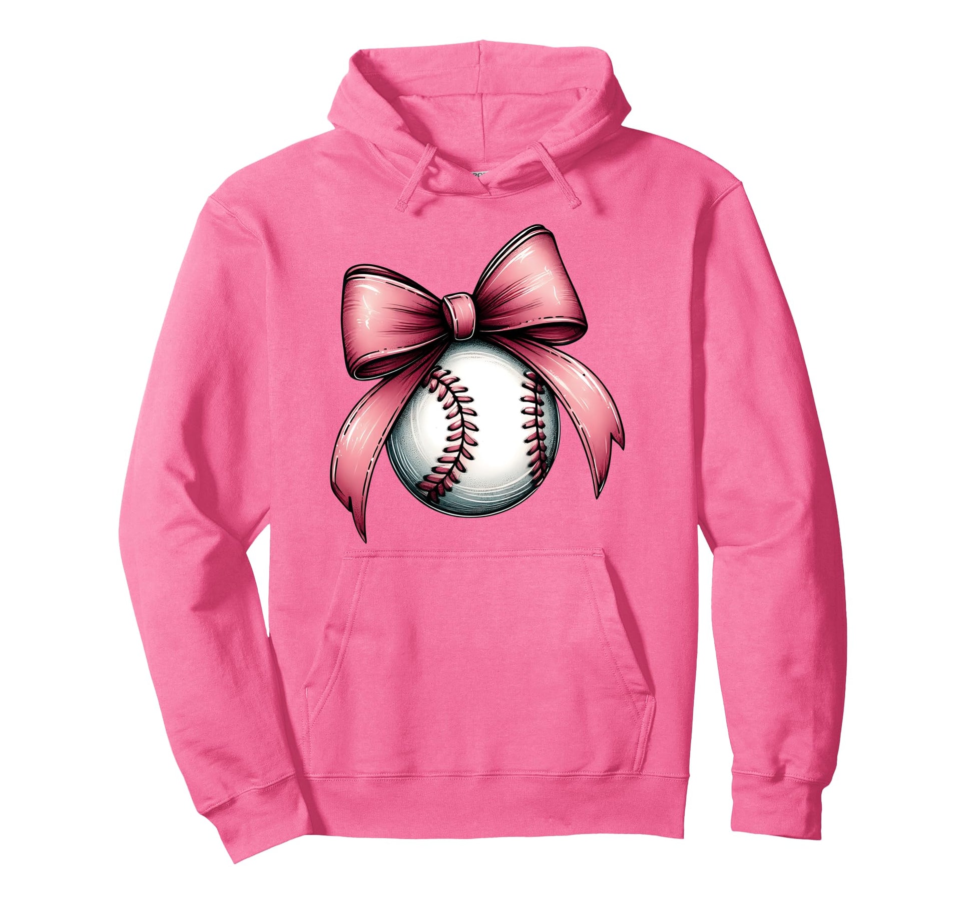Coquette Bow Baseball Player Team Hoodie - Minimalist Print for Adults - T-Shirt, Sweatshirt, Hoodie