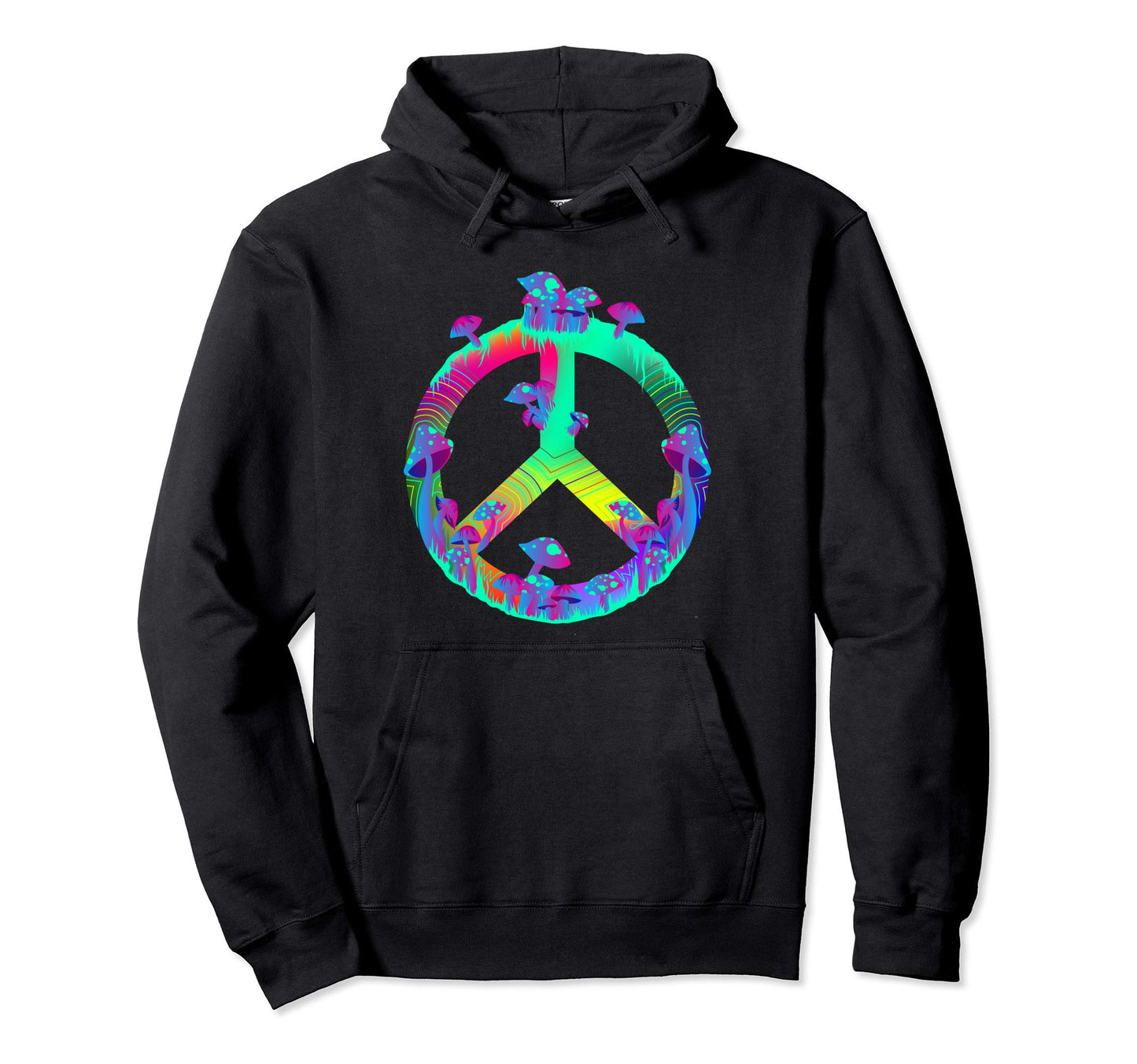 Magic Mushrooms Peace Sign Psychedelic Hoodie - Custom Art Print Men Women - T-Shirt, Sweatshirt, Hoodie