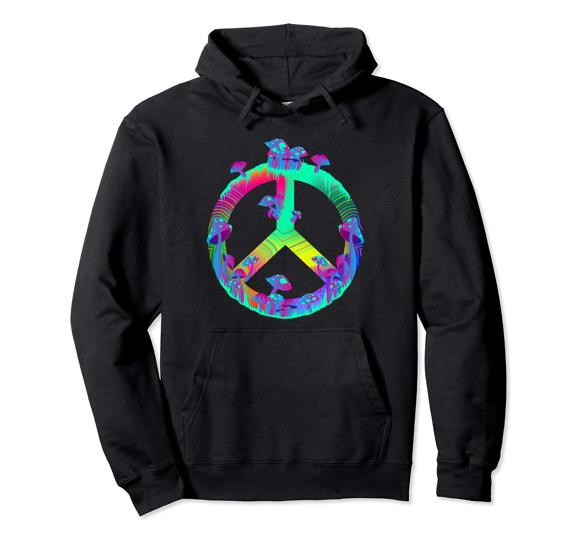 Magic Mushrooms Peace Sign Psychedelic Hoodie - Custom Art Print Men Women - T-Shirt, Sweatshirt, Hoodie