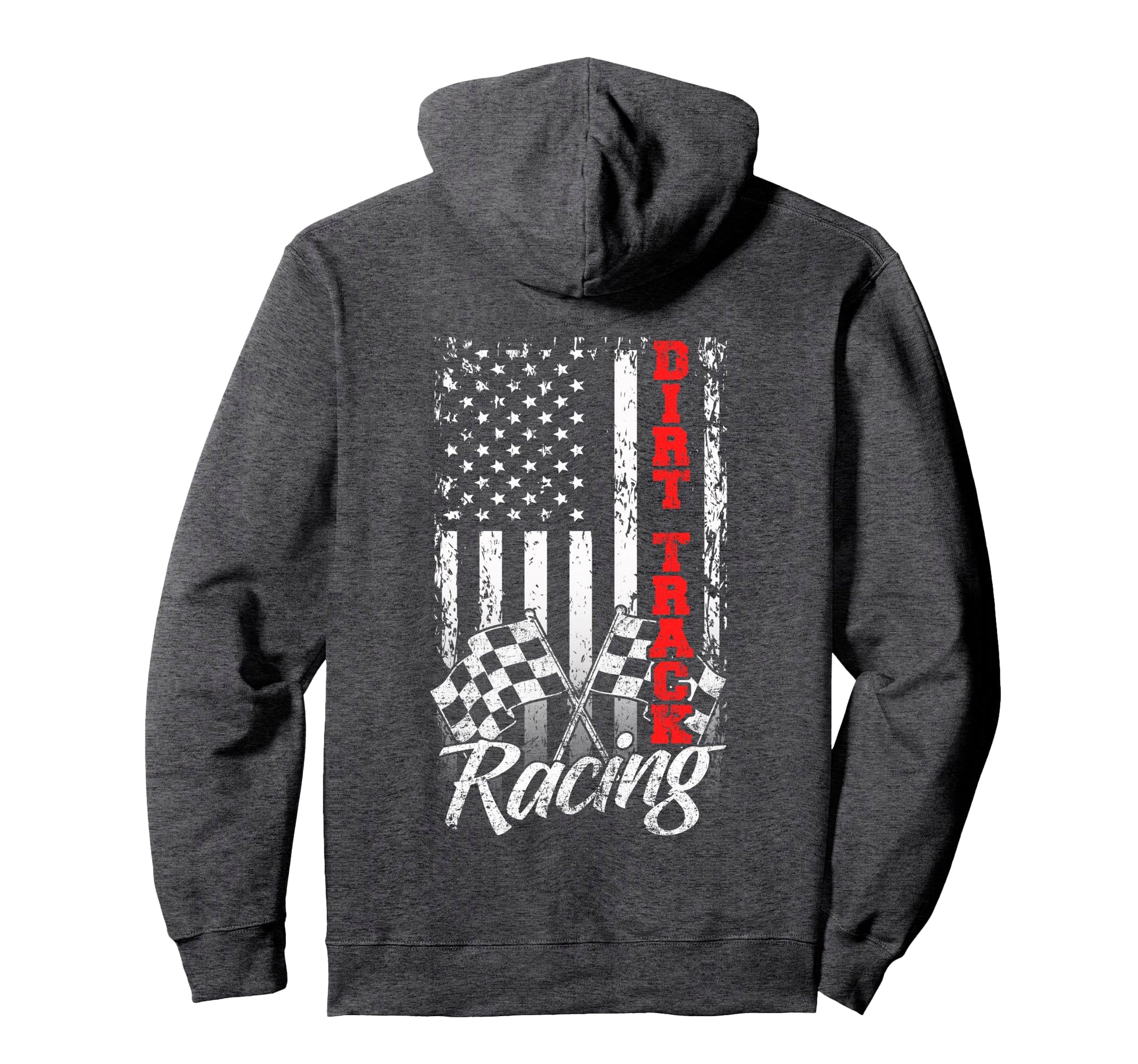 American Flag Dirt Track Racing Car Hoodie - Minimalist Print for Adults - T-Shirt, Sweatshirt, Hoodie