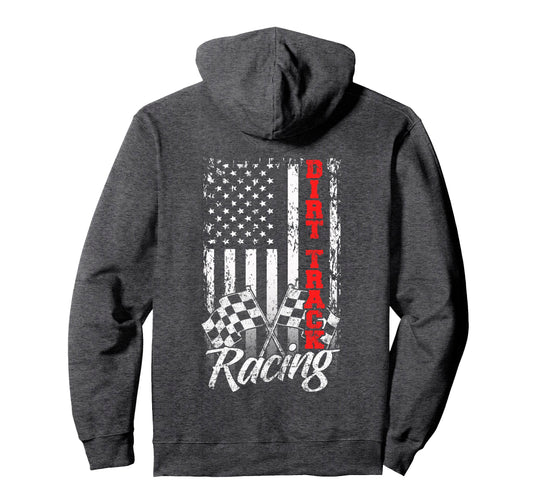 American Flag Dirt Track Racing Car Hoodie - Minimalist Print for Adults - T-Shirt, Sweatshirt, Hoodie