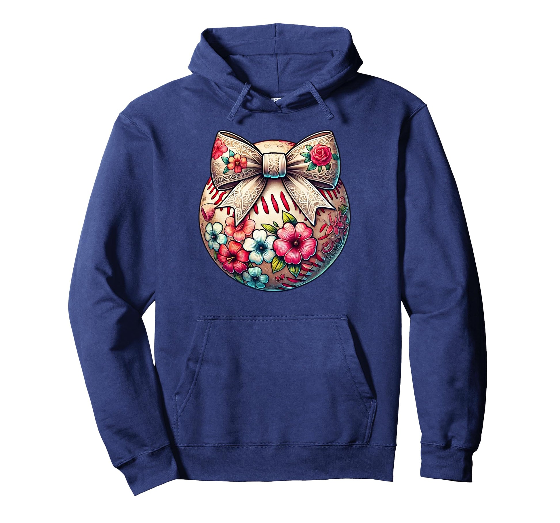 Baseball Lover Flower Coquette Bow Hoodie - Aesthetic Graphic Men Women - T-Shirt, Sweatshirt, Hoodie