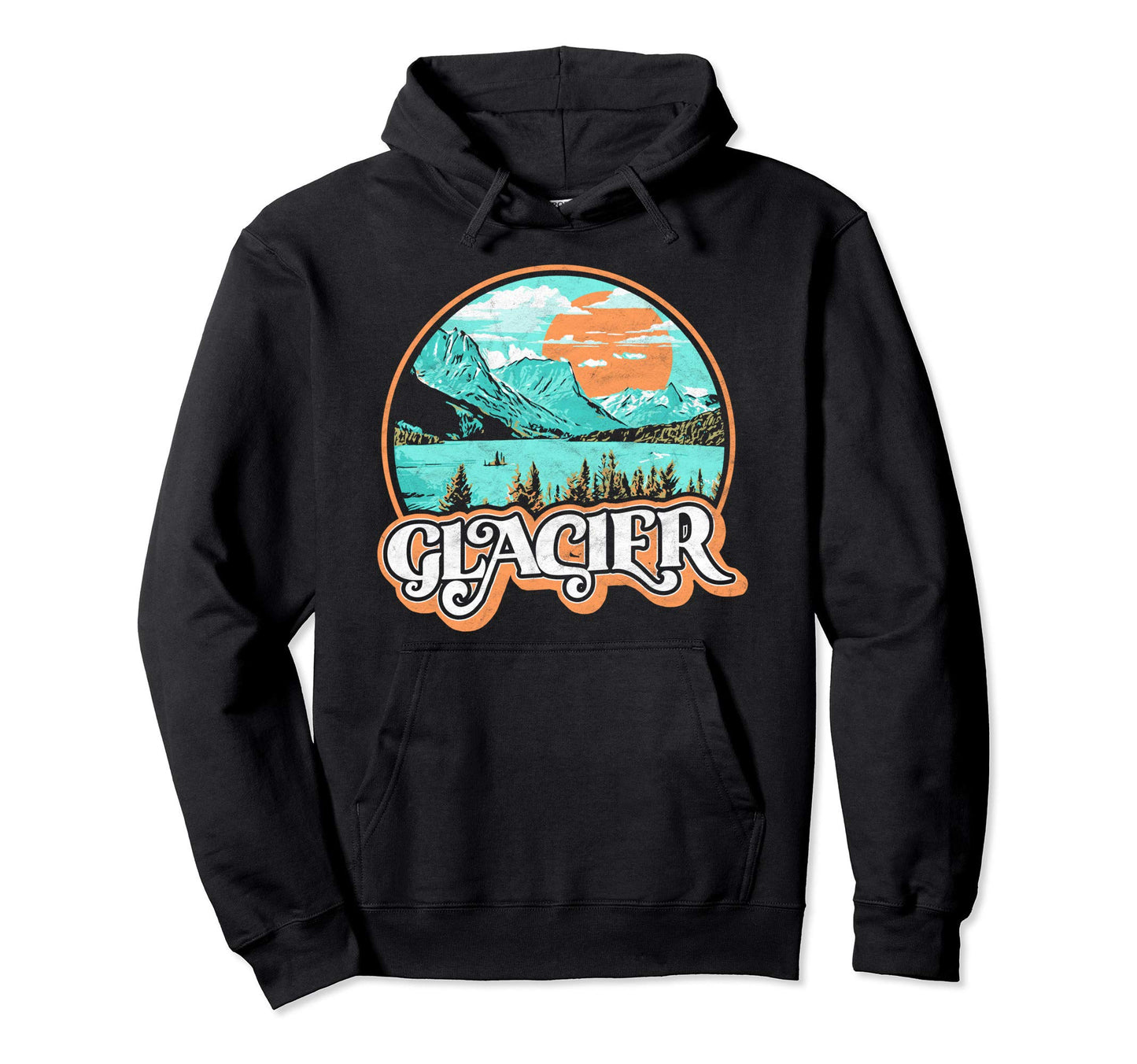 Glacier National Park Distressed Sketch Hoodie - Aesthetic Graphic Unisex - T-Shirt, Sweatshirt, Hoodie
