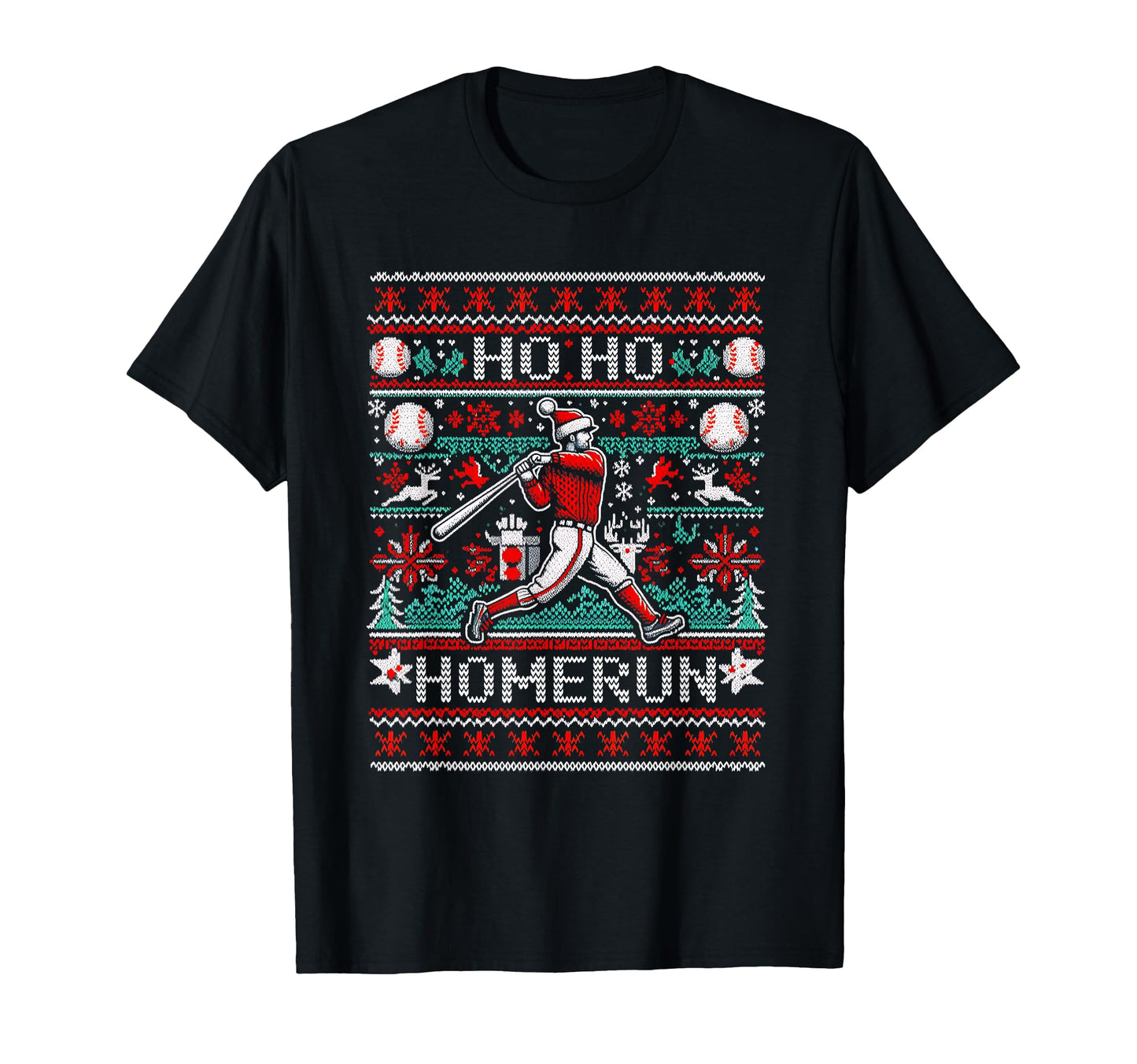 Ho Ho Homerun Baseball Ugly Party T-Shirt - Novelty Apparel Men Women - T-Shirt, Sweatshirt, Hoodie