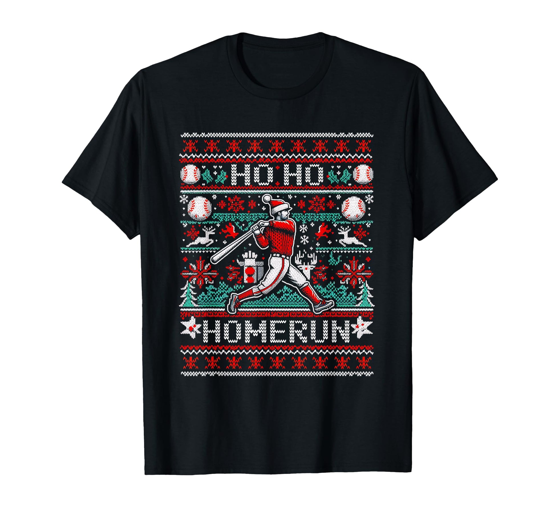 Ho Ho Homerun Baseball Ugly Party T-Shirt - Novelty Apparel Men Women - T-Shirt, Sweatshirt, Hoodie