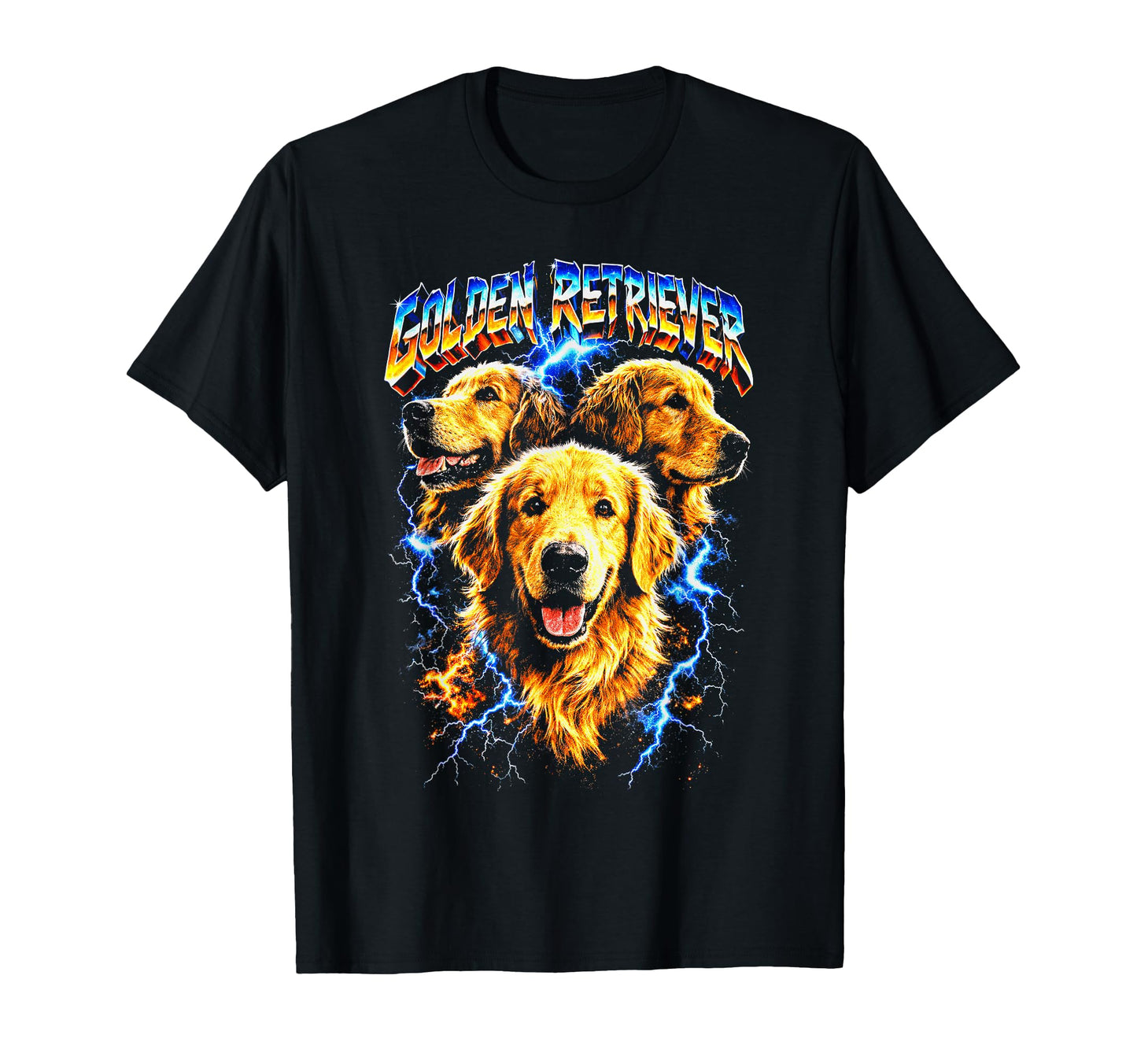 Golden Retriever Heavy Metal Rocker T-Shirt - Unique Graphic Men Women - T-Shirt, Sweatshirt, Hoodie