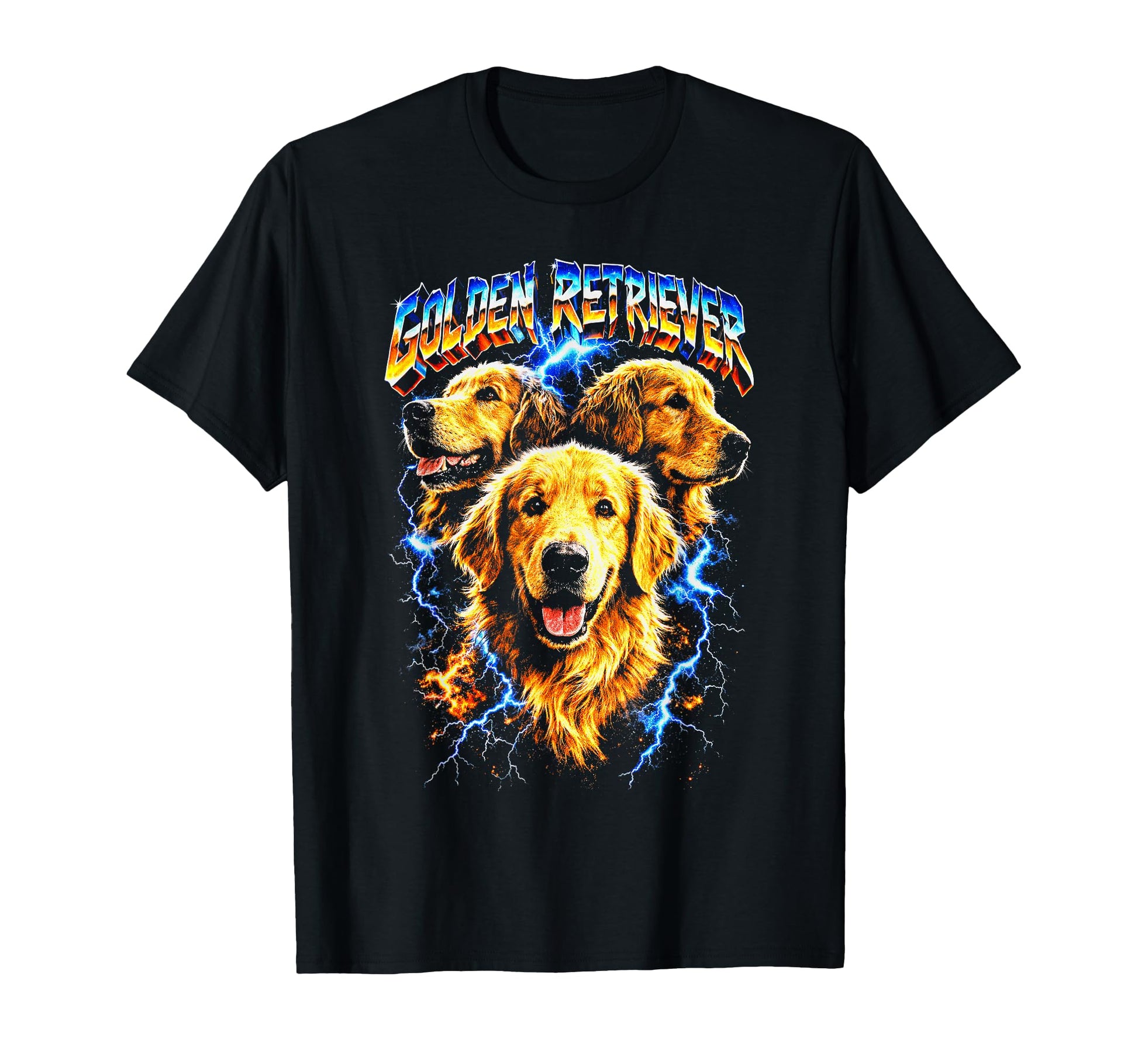Golden Retriever Heavy Metal Rocker T-Shirt - Unique Graphic Men Women - T-Shirt, Sweatshirt, Hoodie