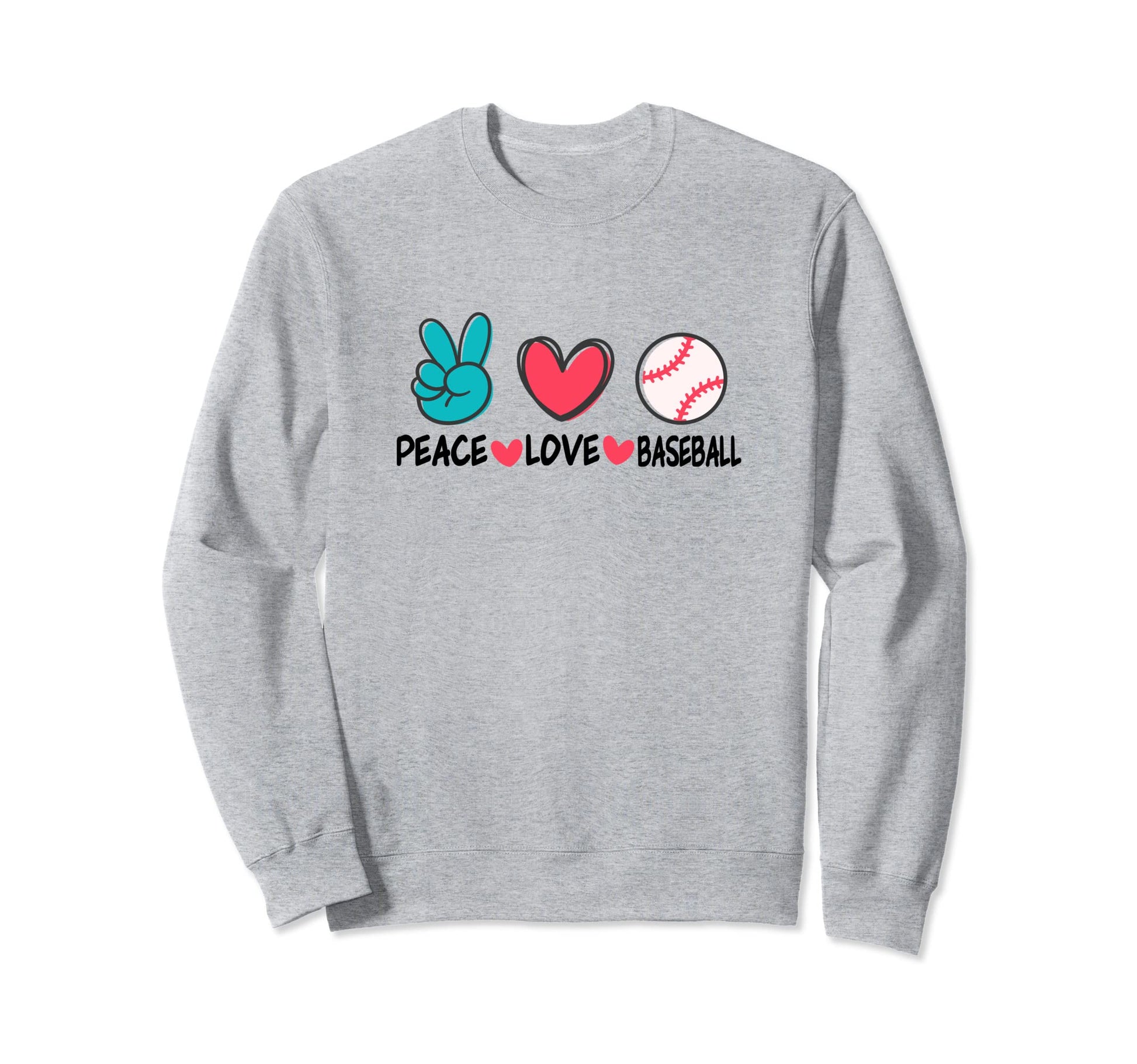 Peace Heart Love Baseball Funny Sweatshirt - Novelty Apparel for Adults - T-Shirt, Sweatshirt, Hoodie