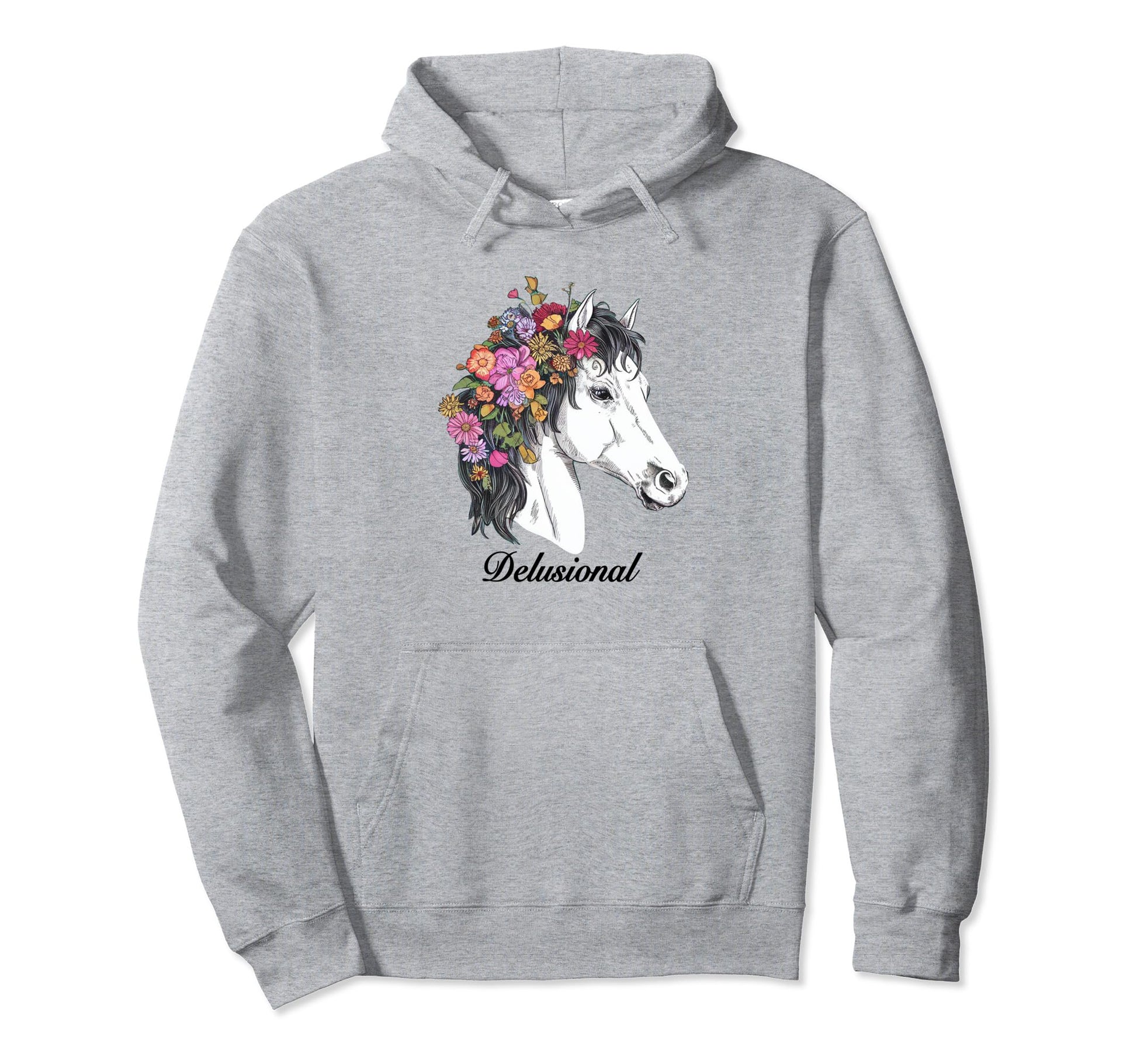 Coquette White Horse Delusional Girlcore Hoodie - Graphic Print for Adults - T-Shirt, Sweatshirt, Hoodie
