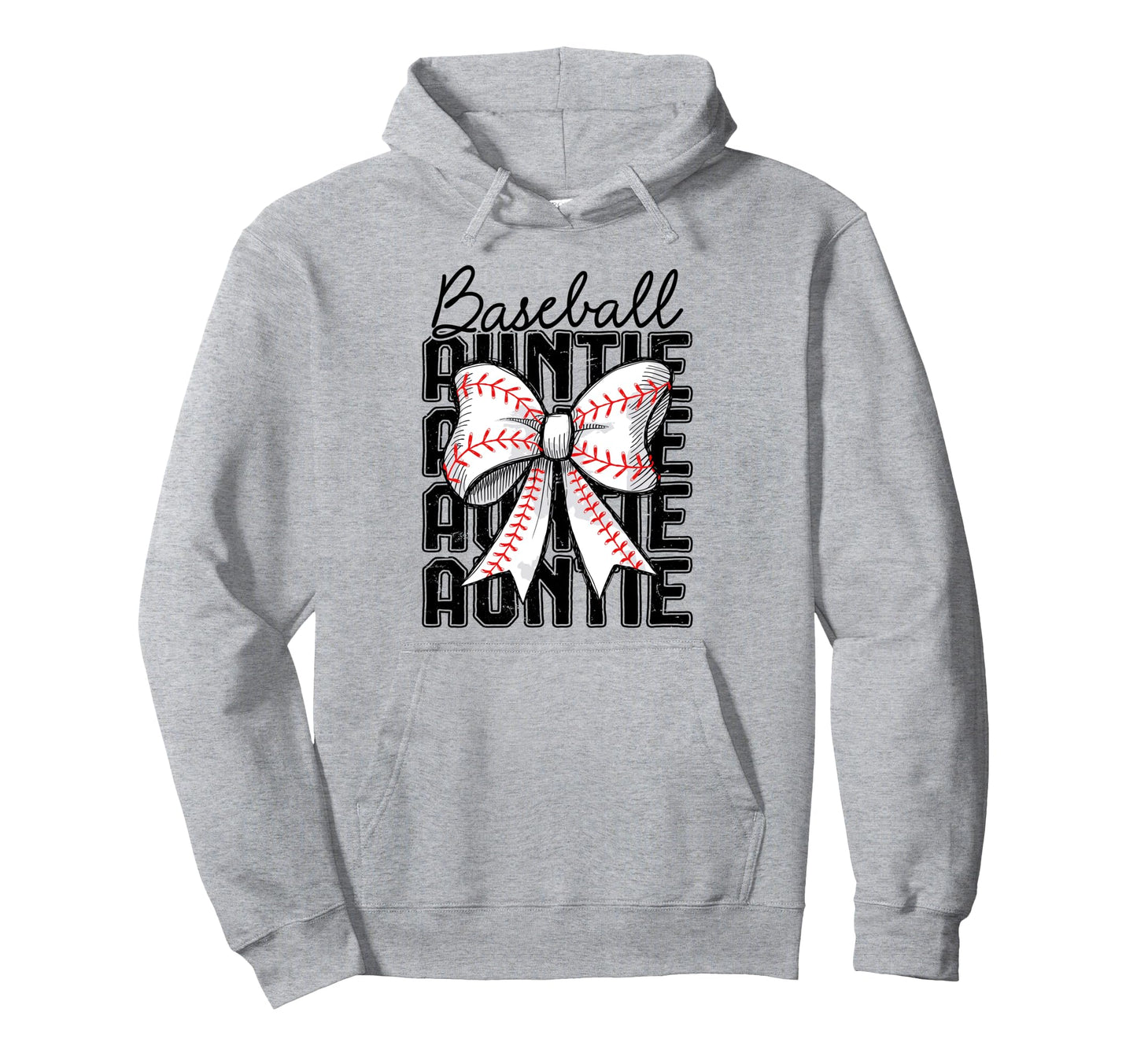 Baseball Auntie Coquette Bow Baseball Hoodie - Minimalist Print for Adults - T-Shirt, Sweatshirt, Hoodie