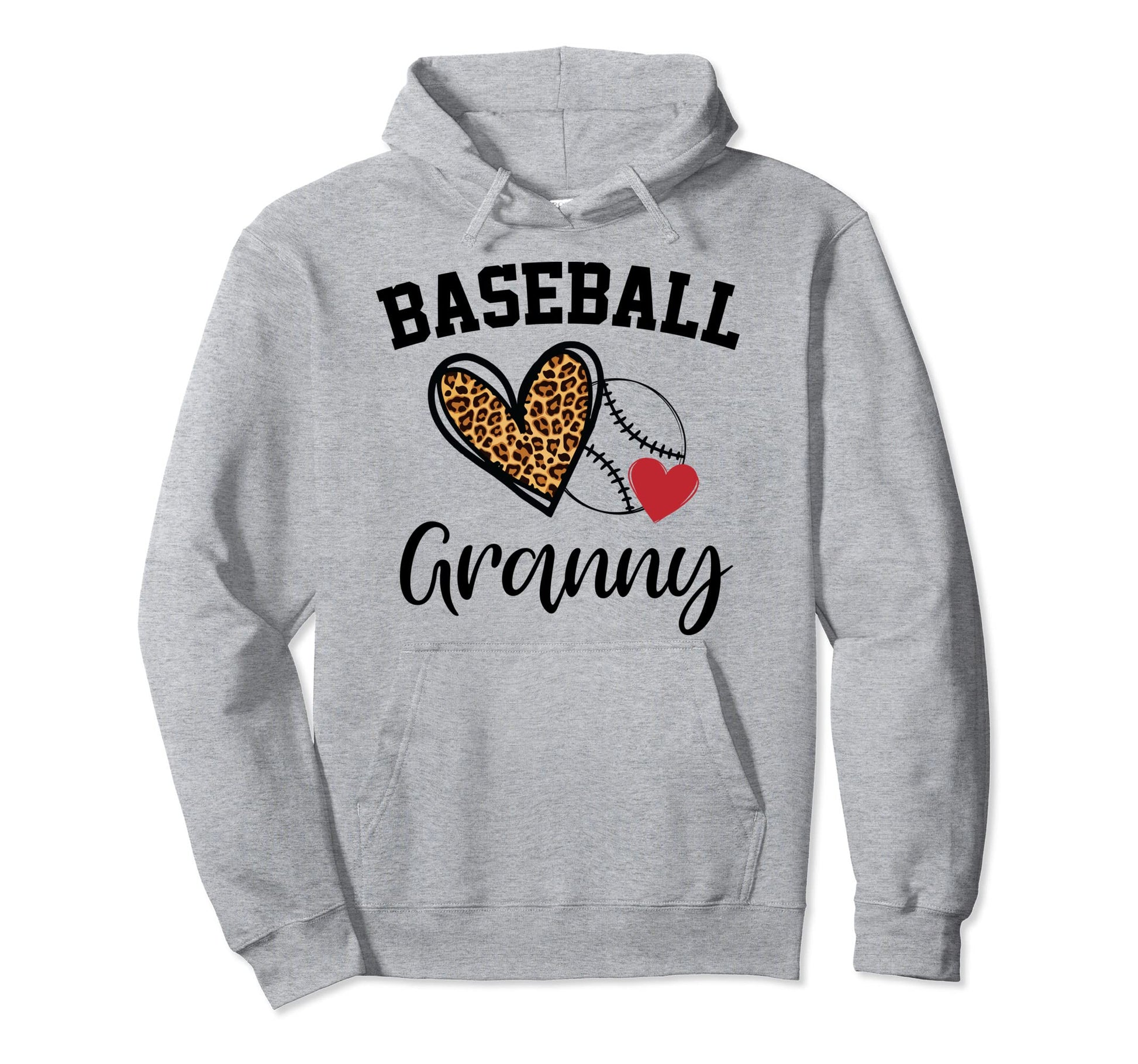 Baseball Granny Leopard Heart Funny Hoodie - Trendy Graphic Men Women - T-Shirt, Sweatshirt, Hoodie