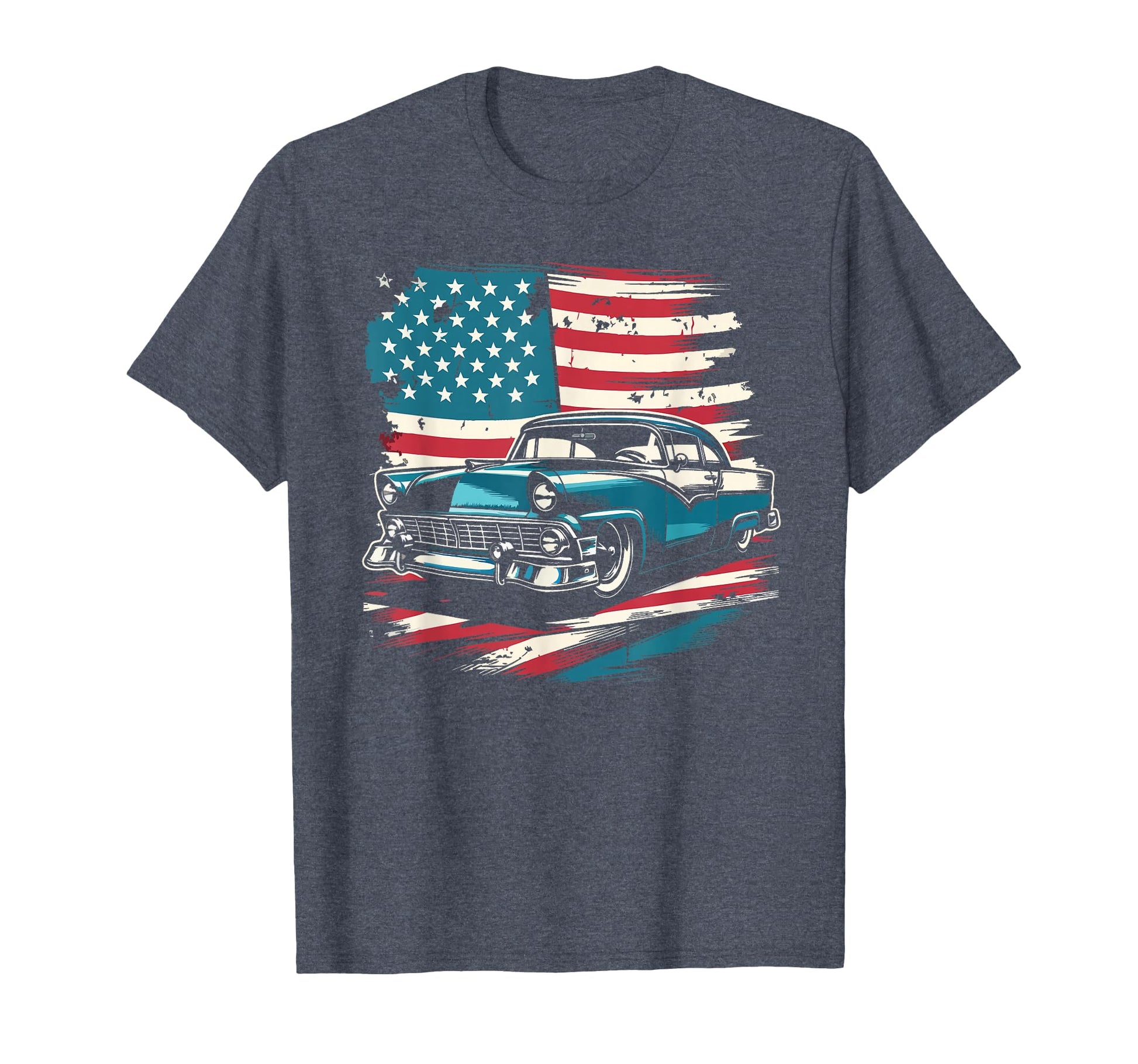 Car American Flag 4Th July Patriotic T-Shirt - Aesthetic Graphic Unisex - T-Shirt, Sweatshirt, Hoodie