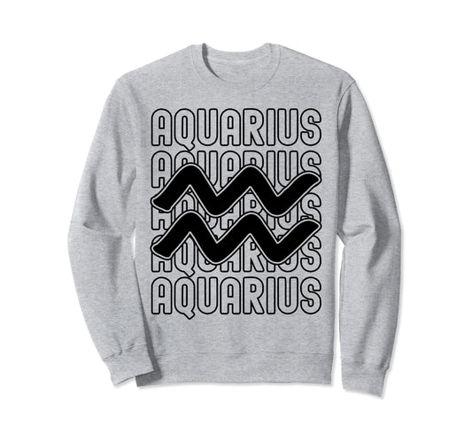 Aquarius Zodiac Sign Typography Sweatshirt - Custom Art Print for Adults - T-Shirt, Sweatshirt, Hoodie