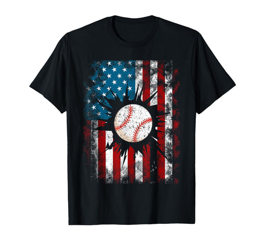 American Baseball Us Flag 4Th July T-Shirt - Streetwear Style for Adults - T-Shirt, Sweatshirt, Hoodie