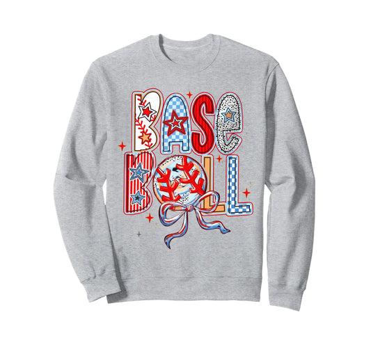 Baseball Coquette Bow Baseball Mom Mama Sweatshirt - Unique Graphic Unisex - T-Shirt, Sweatshirt, Hoodie