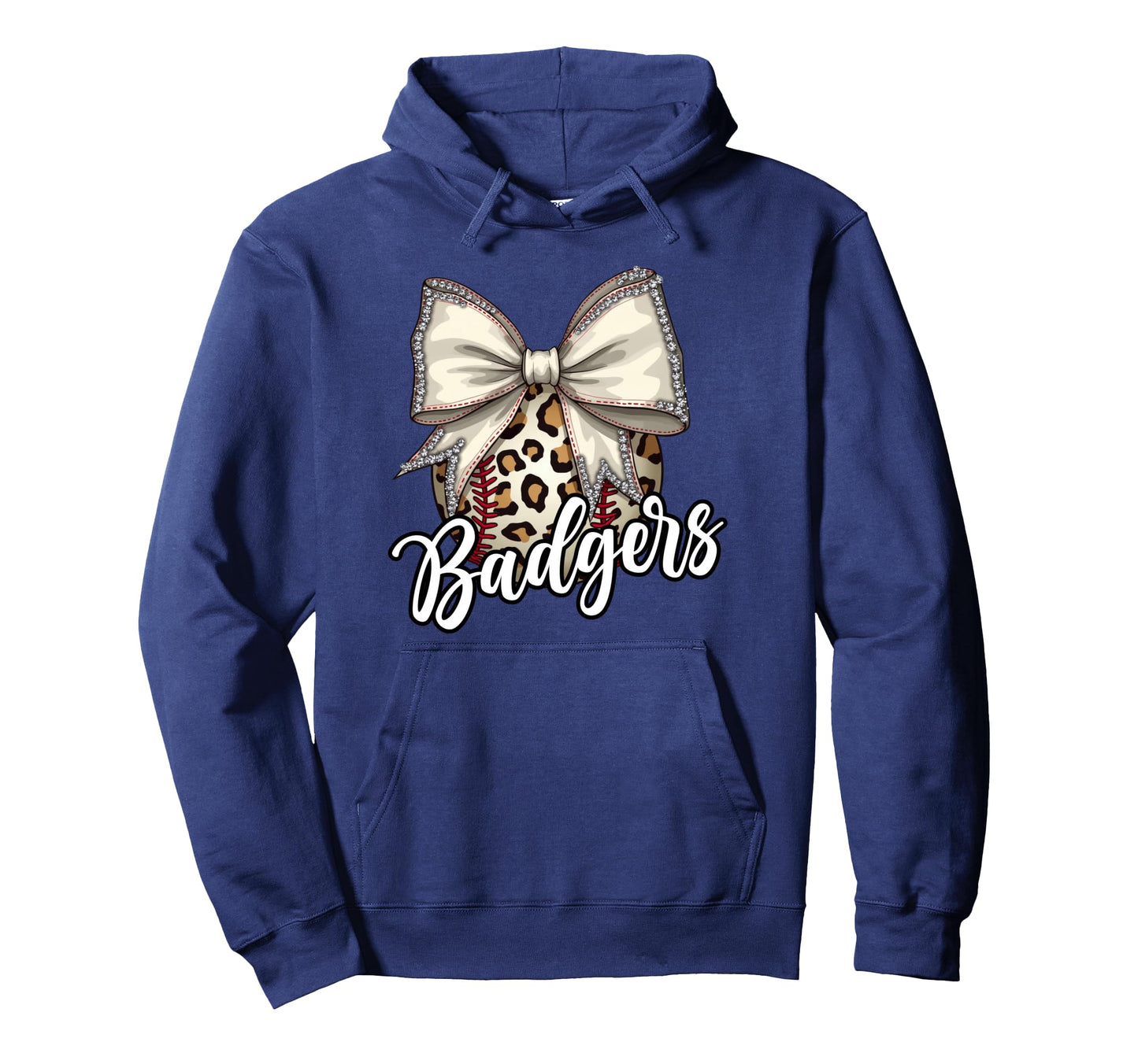 Badgers Baseball Mom Leopard Coquette Bow Hoodie - Graphic Print Men Women - T-Shirt, Sweatshirt, Hoodie
