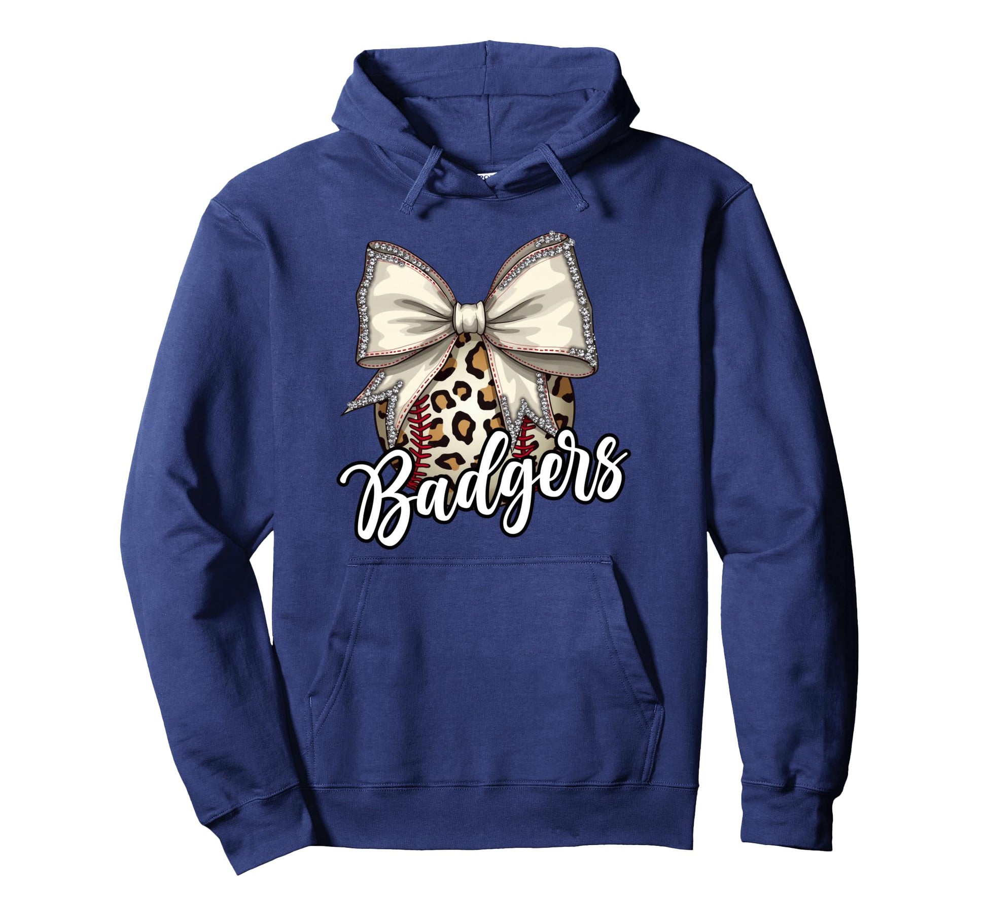 Badgers Baseball Mom Leopard Coquette Bow Hoodie - Graphic Print Men Women - T-Shirt, Sweatshirt, Hoodie