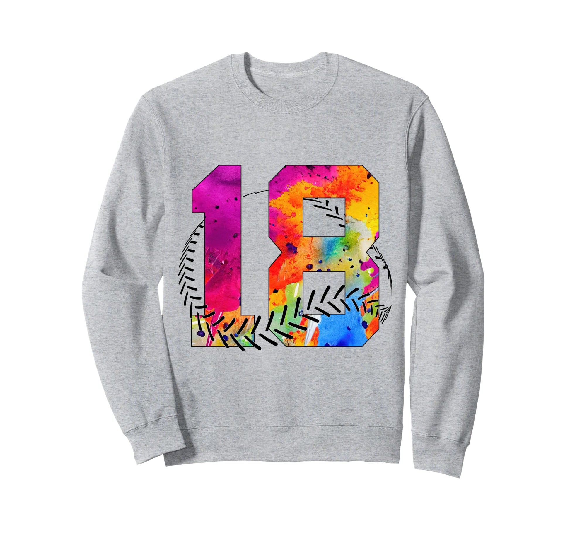 Number 18 Years Baseball 18Th Sweatshirt - Aesthetic Graphic Unisex - T-Shirt, Sweatshirt, Hoodie