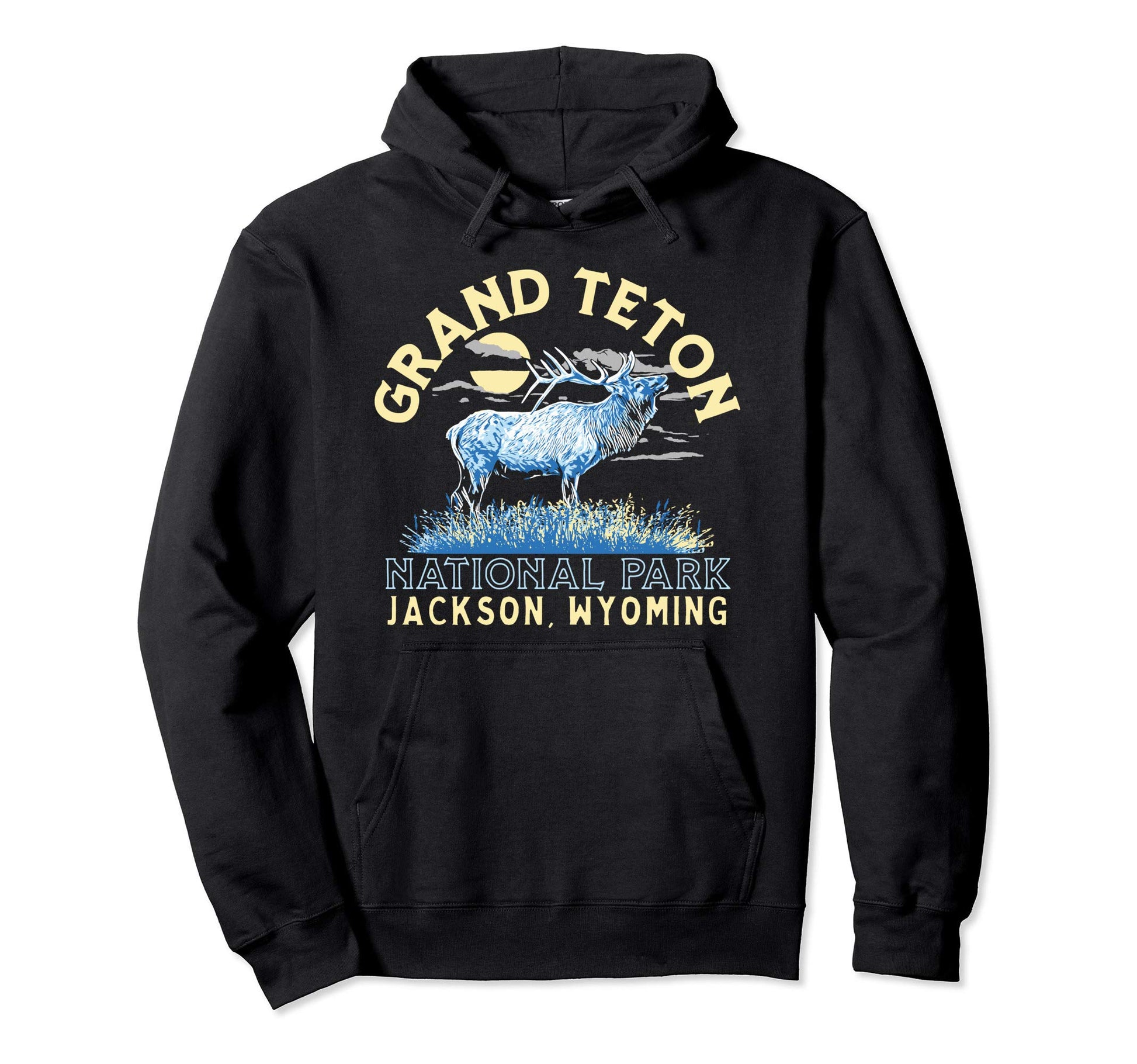 Elk Bugling Grand Teton National Park Hoodie - Aesthetic Graphic Unisex - T-Shirt, Sweatshirt, Hoodie