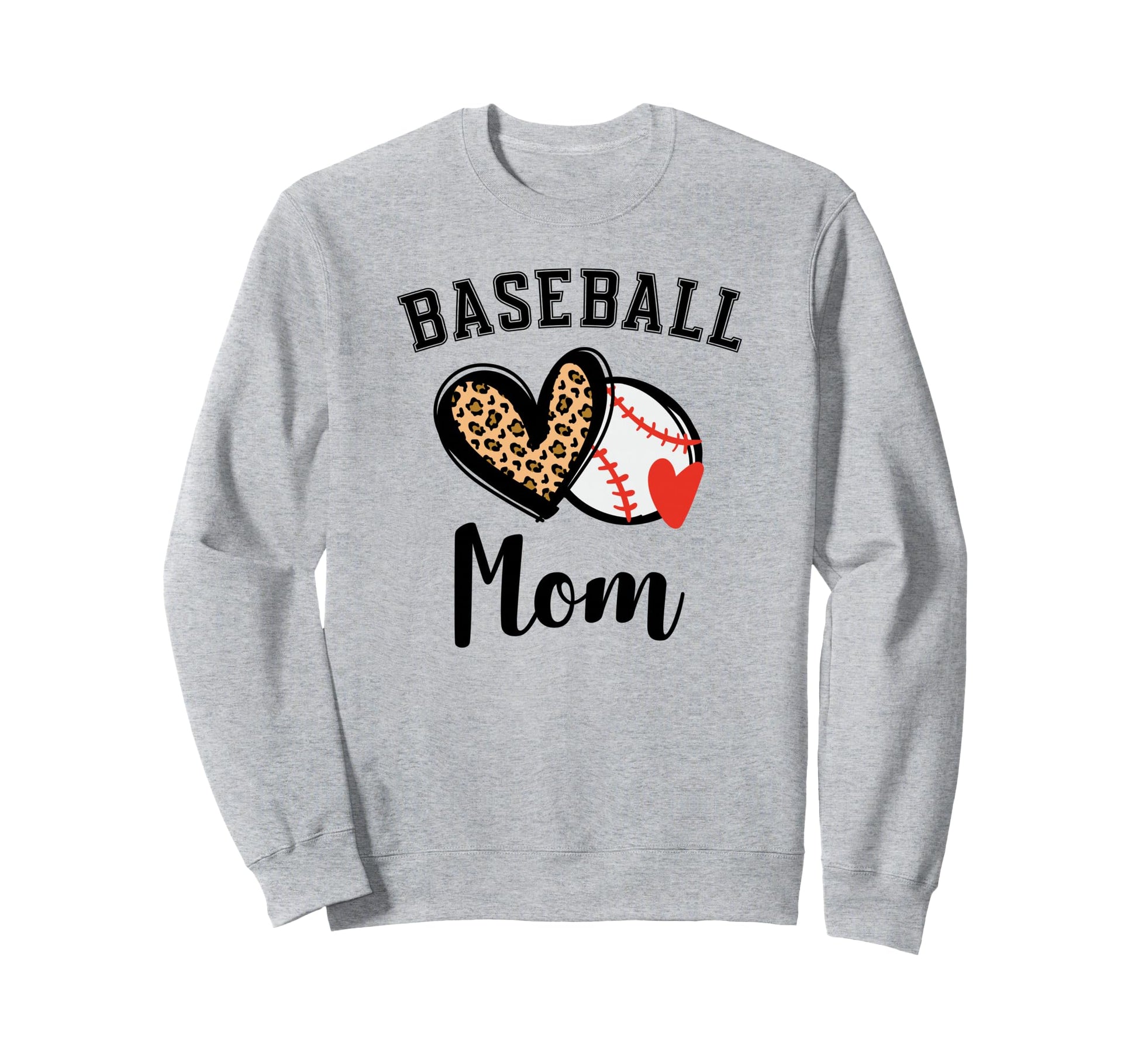 Baseball Mom Leopard Heart Sweatshirt - Custom Art Print Men Women - T-Shirt, Sweatshirt, Hoodie