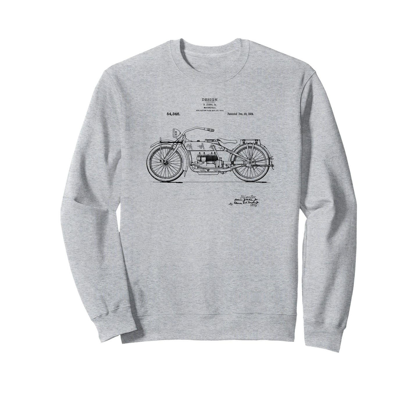 Patent 1919 Motorcycle Sweatshirt - Graphic Print Unisex - T-Shirt, Sweatshirt, Hoodie