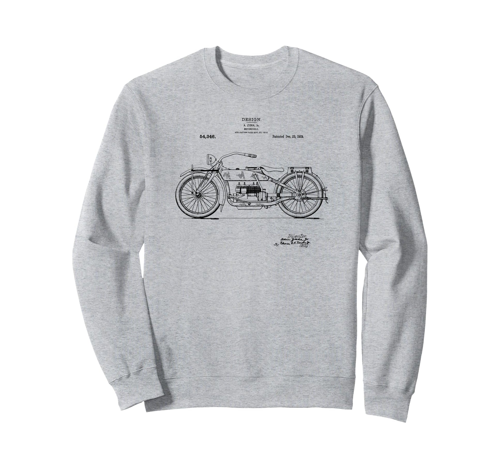 Patent 1919 Motorcycle Sweatshirt - Graphic Print Unisex - T-Shirt, Sweatshirt, Hoodie