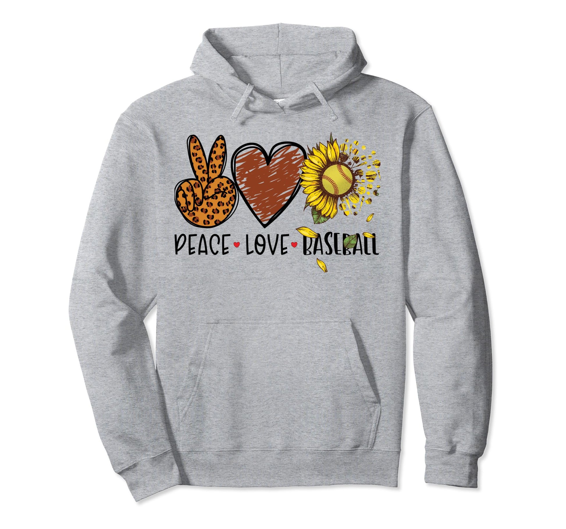 Peace Love Baseball Funny Hoodie - Aesthetic Graphic Unisex - T-Shirt, Sweatshirt, Hoodie