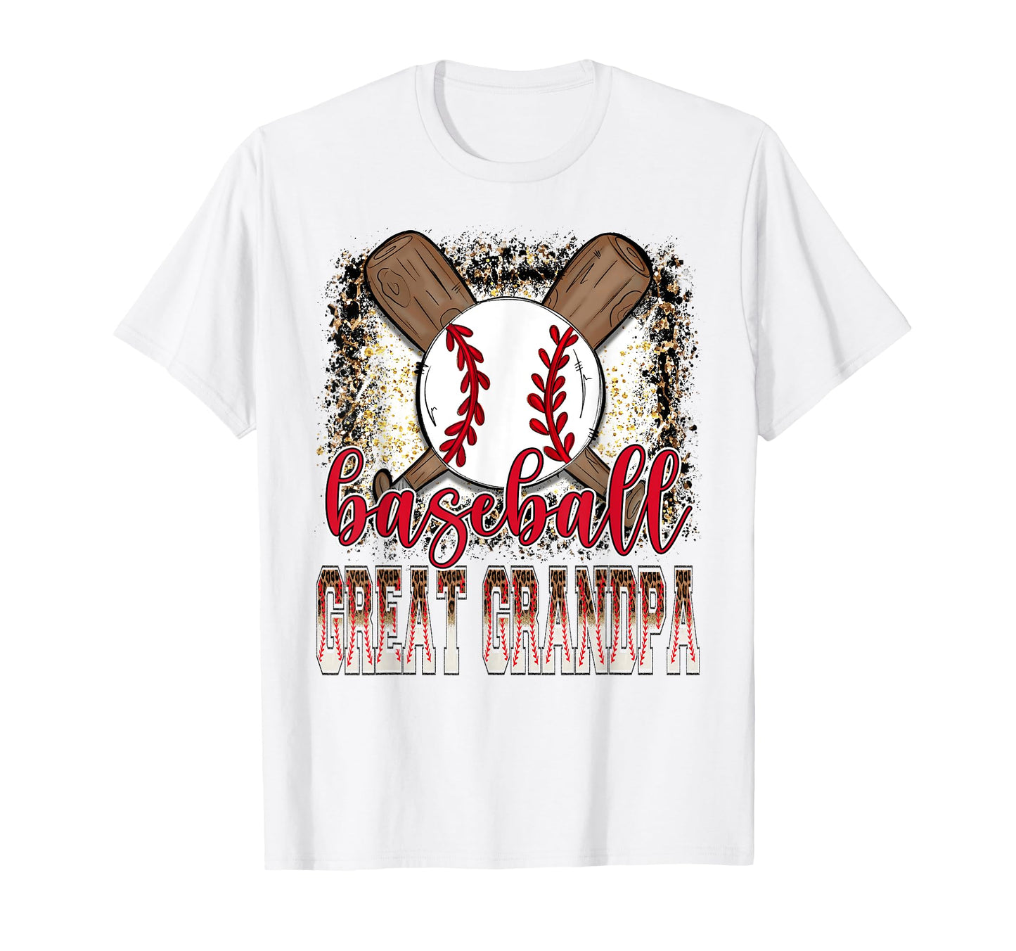 Baseball Great Grandpa Leopard Proud Ball T-Shirt - Novelty Apparel Unisex - T-Shirt, Sweatshirt, Hoodie