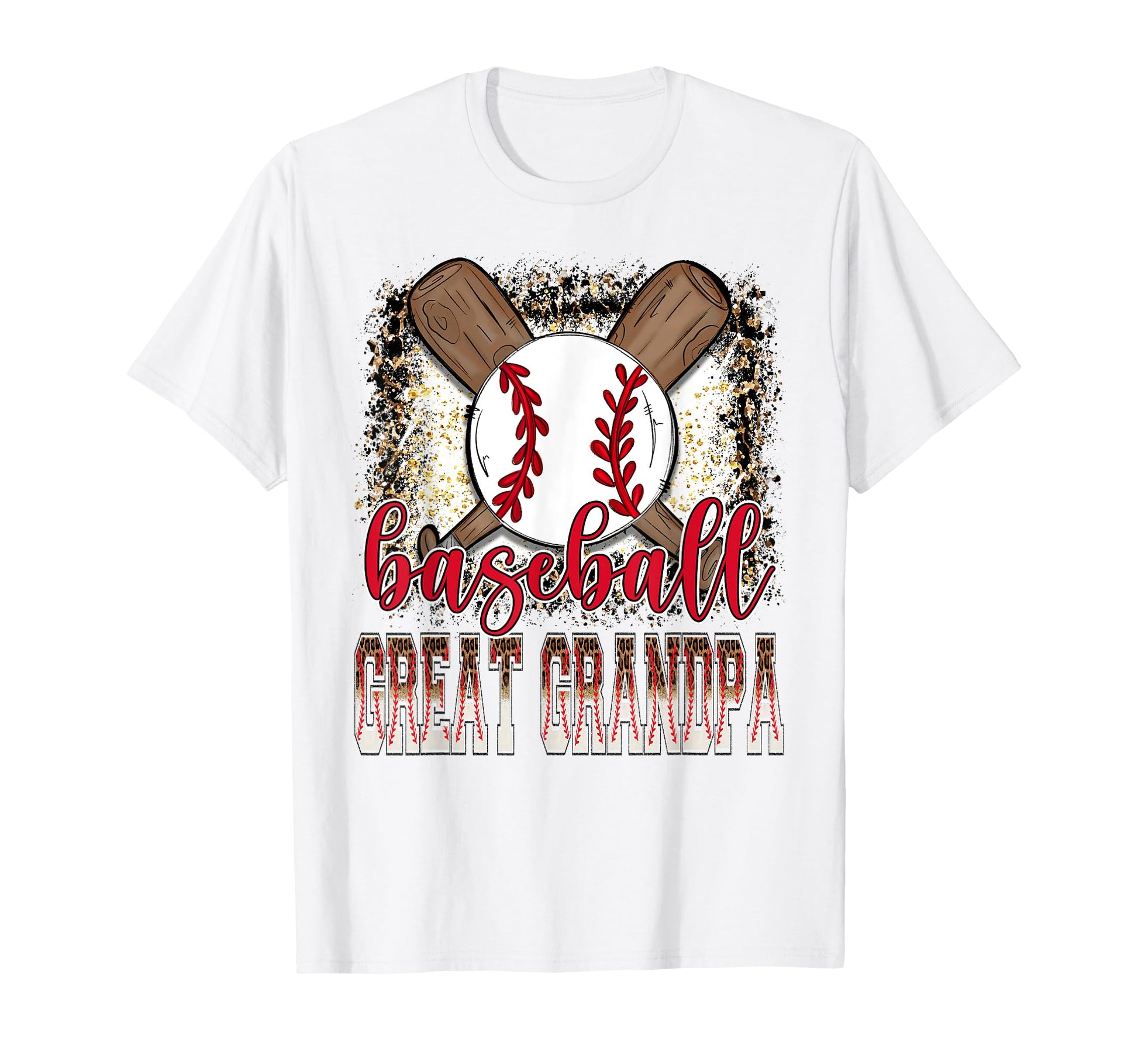 Baseball Great Grandpa Leopard Proud Ball T-Shirt - Novelty Apparel Unisex - T-Shirt, Sweatshirt, Hoodie