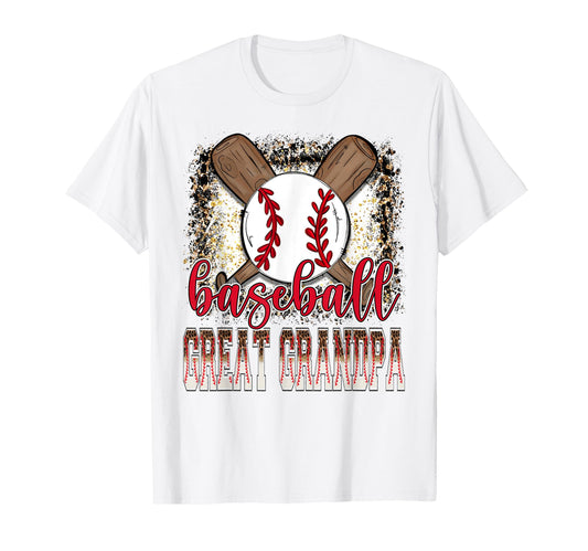 Baseball Great Grandpa Leopard Proud Ball T-Shirt - Novelty Apparel Unisex - T-Shirt, Sweatshirt, Hoodie