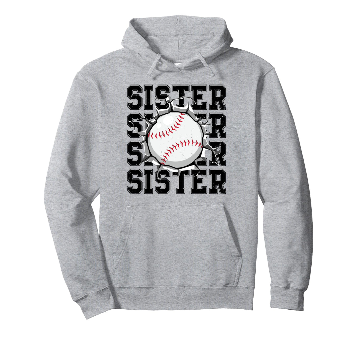 Baseball Sister Cracked Wall Family Matching Hoodie - Graphic Print Unisex - T-Shirt, Sweatshirt, Hoodie
