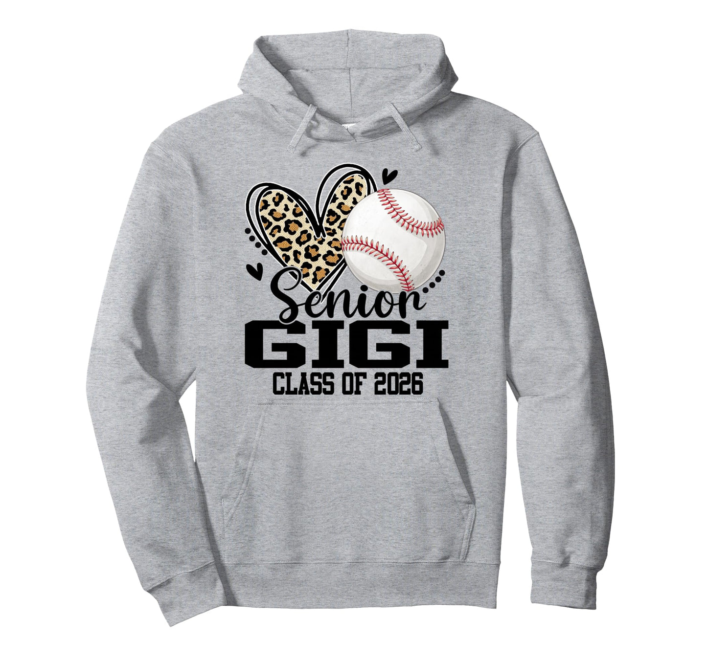 Senior Gigi Class 2026 Baseball Leopard Hoodie - Unique Graphic Men Women - T-Shirt, Sweatshirt, Hoodie