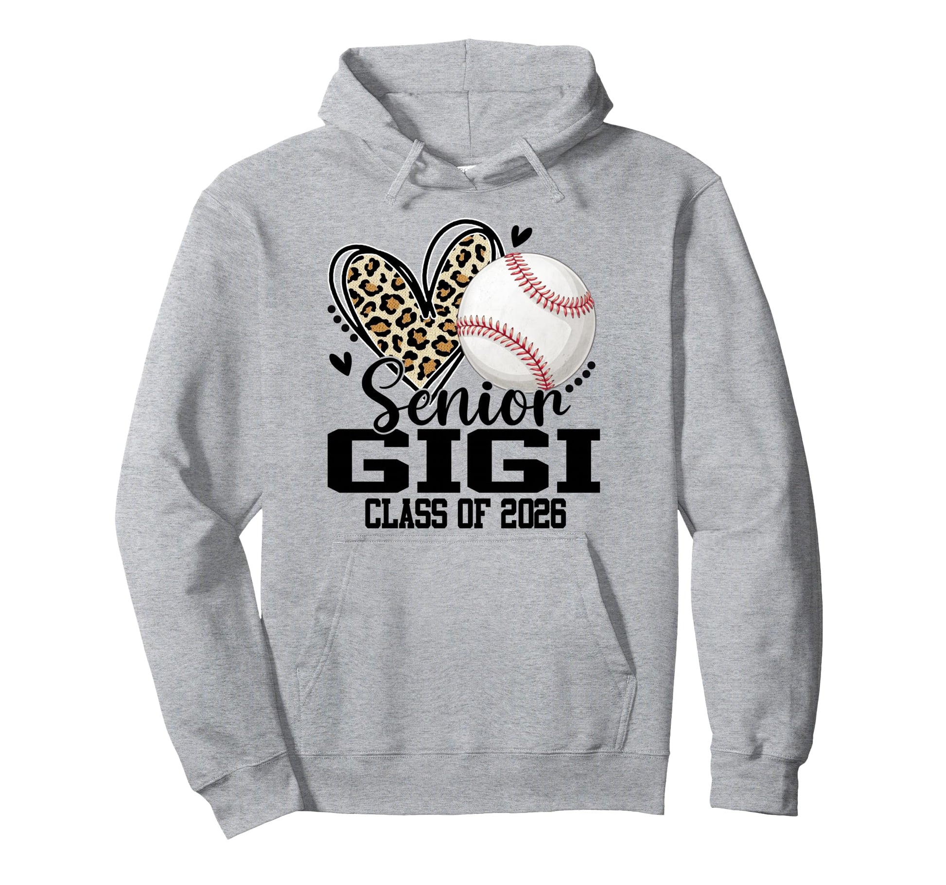 Senior Gigi Class 2026 Baseball Leopard Hoodie - Unique Graphic Men Women - T-Shirt, Sweatshirt, Hoodie