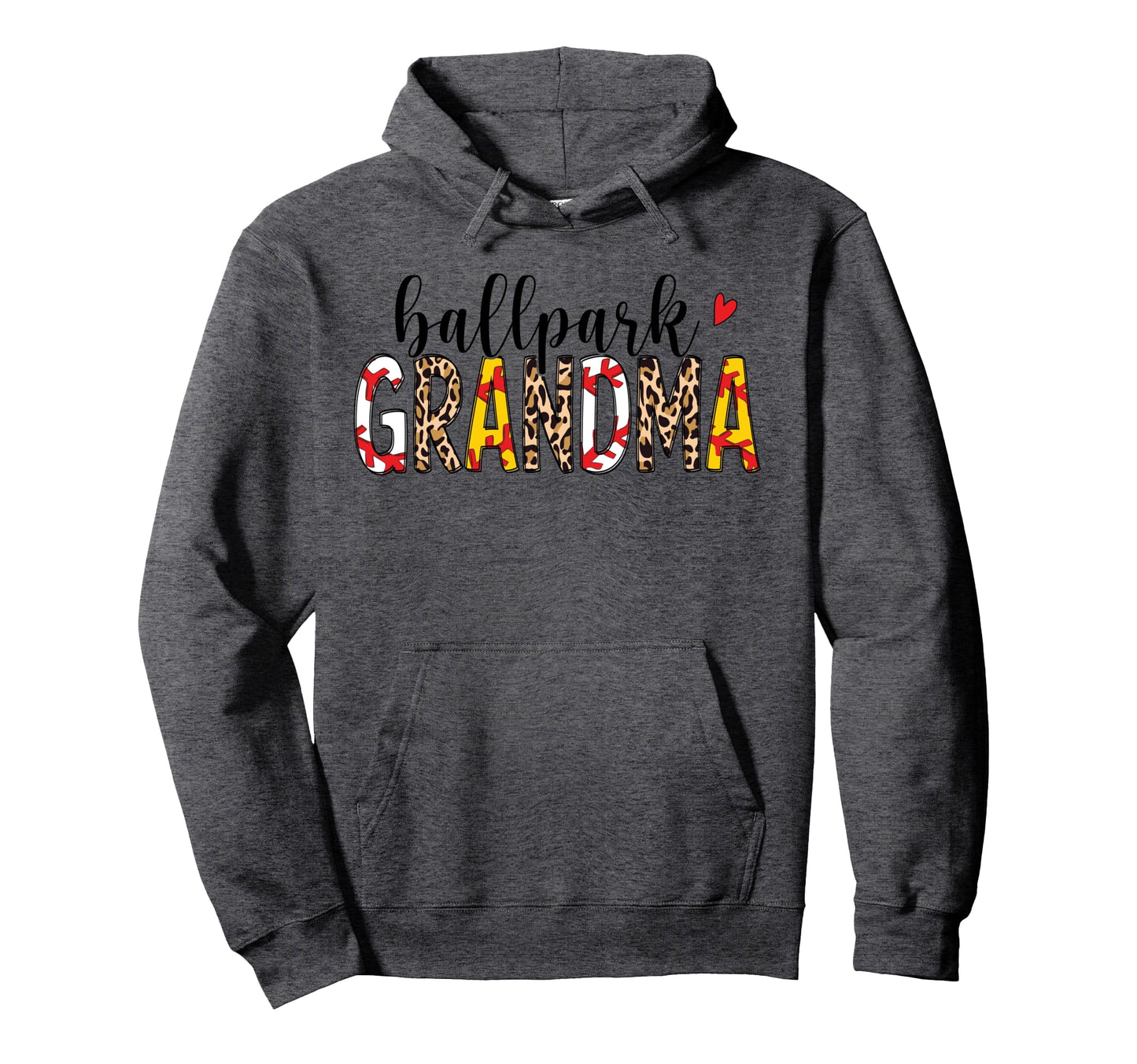 Leopard Ballpark Grandma Baseball Hoodie - Casual Everyday Wear Men Women - T-Shirt, Sweatshirt, Hoodie