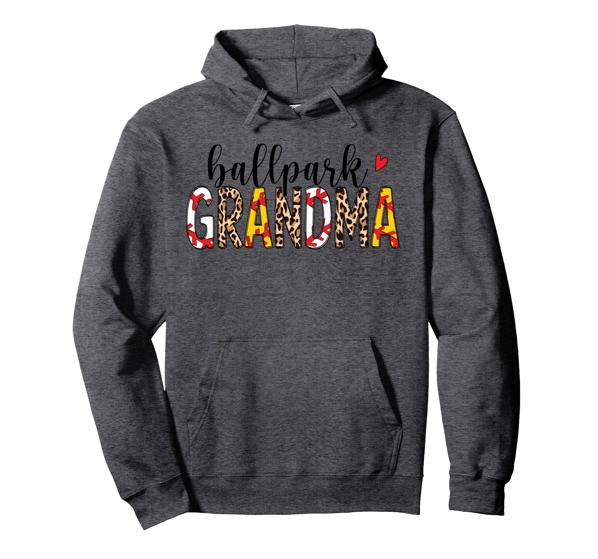 Leopard Ballpark Grandma Baseball Hoodie - Casual Everyday Wear Men Women - T-Shirt, Sweatshirt, Hoodie