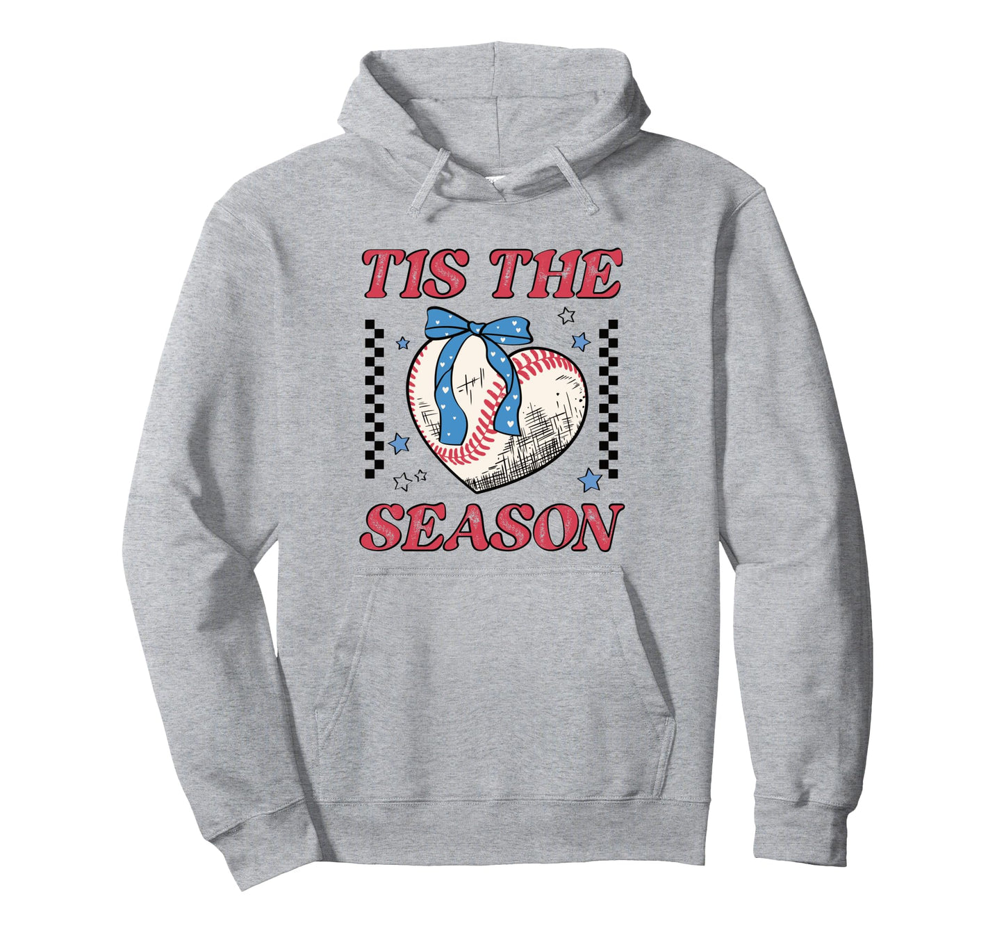 Baseball Heart Bow Distressed Sports Hoodie - Minimalist Print for Adults - T-Shirt, Sweatshirt, Hoodie