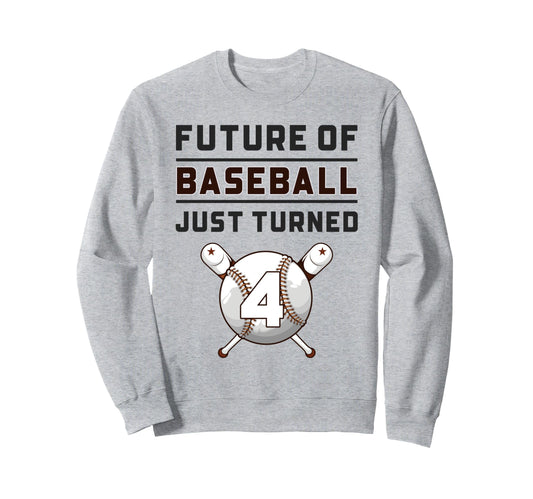 4 Year Old Baseball Birthday Sweatshirt - Minimalist Print for Adults - T-Shirt, Sweatshirt, Hoodie