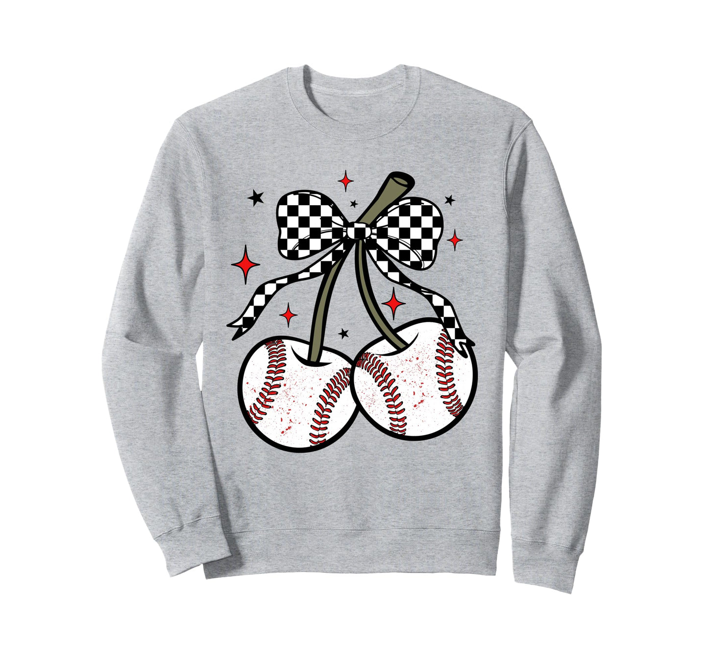 Baseball Cherries Coquette Sweatshirt - Novelty Apparel Men Women - T-Shirt, Sweatshirt, Hoodie