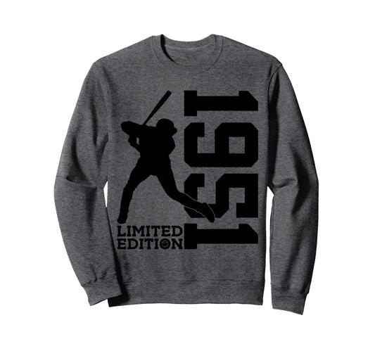 74Th Birthday Baseball 1951 Sweatshirt - Minimalist Print Unisex - T-Shirt, Sweatshirt, Hoodie