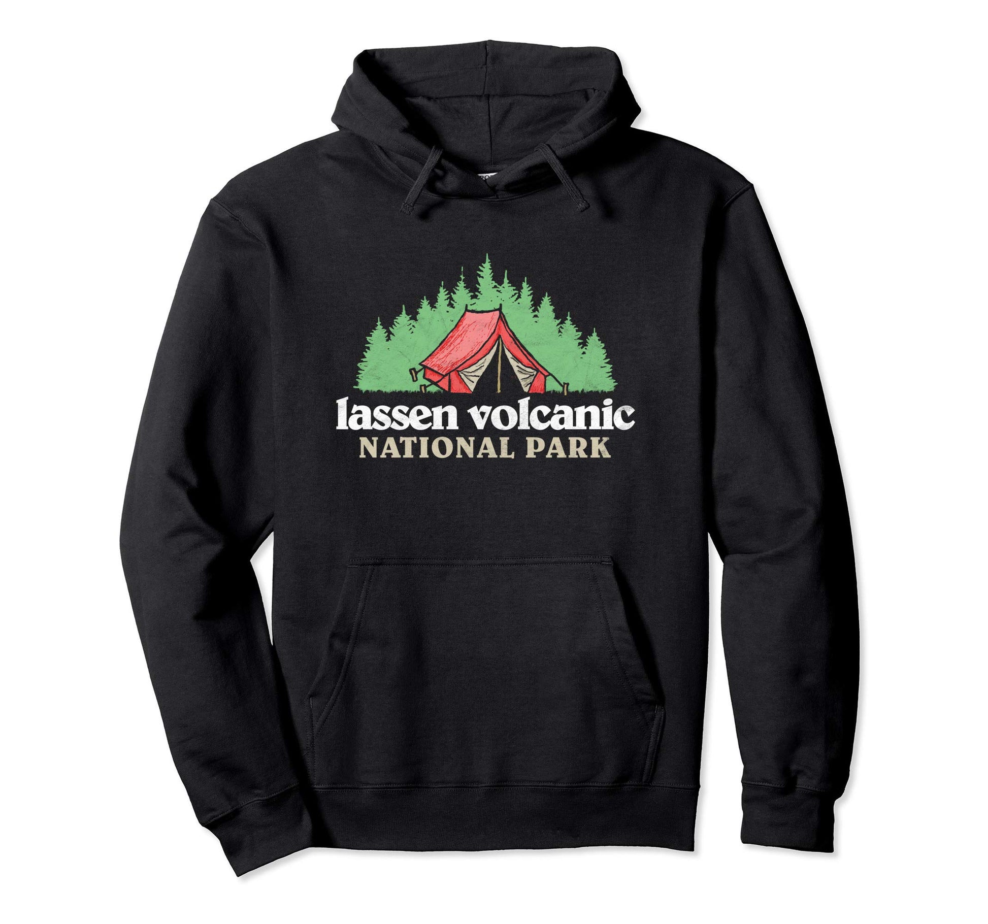 Lassen Volcanic National Park Tent Hoodie - Novelty Apparel for Adults - T-Shirt, Sweatshirt, Hoodie